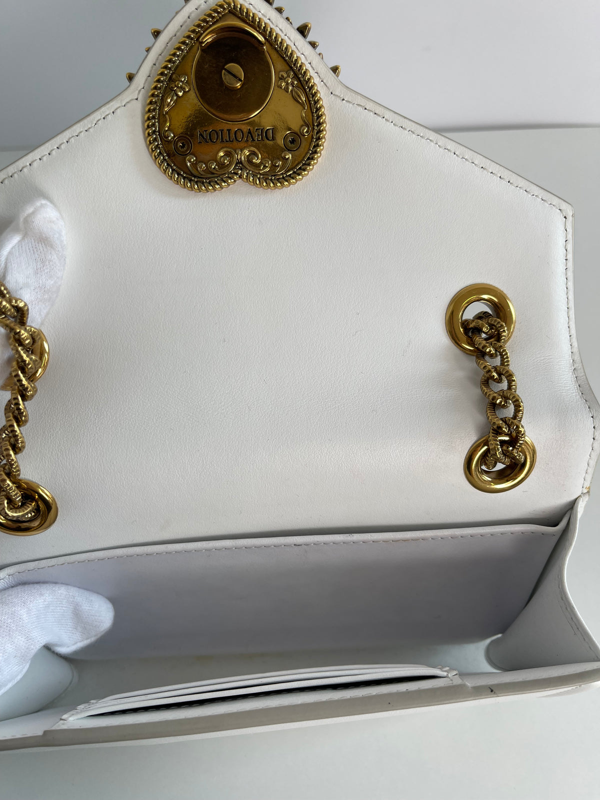 Dolce & Gabbana Smooth White Calfskin Devotion Mini Bag