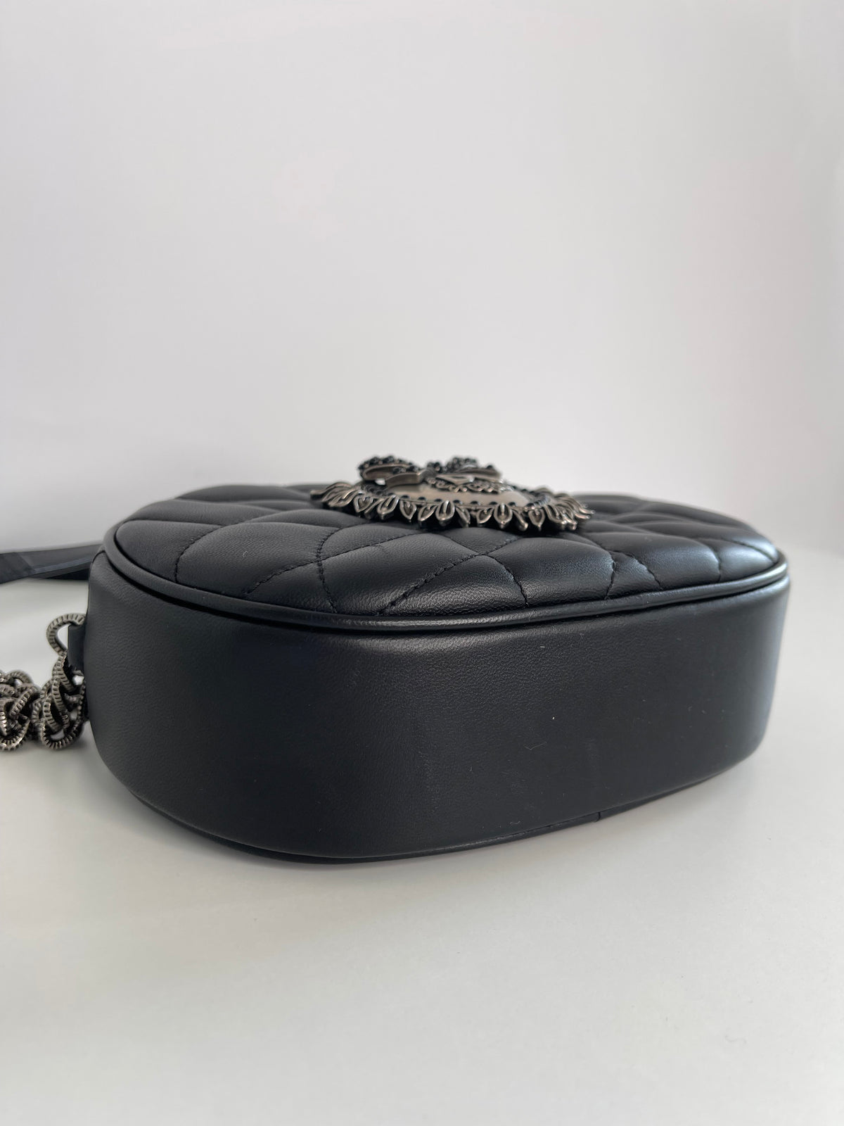Dolce & Gabbana Smooth Calfskin Mini Devotion Black Camera Bag