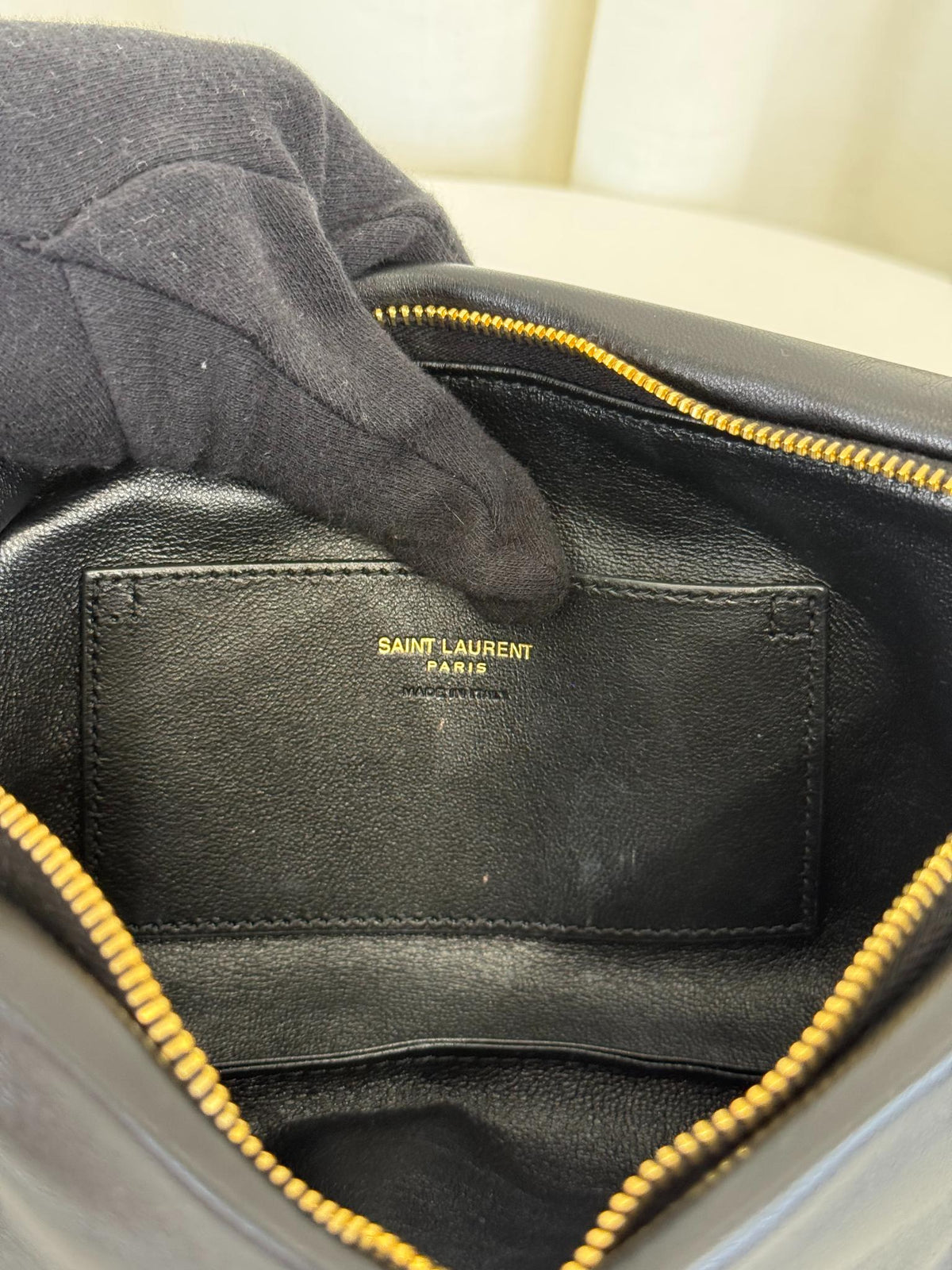 Saint Laurent Calypso Long Zipped Pouch Black