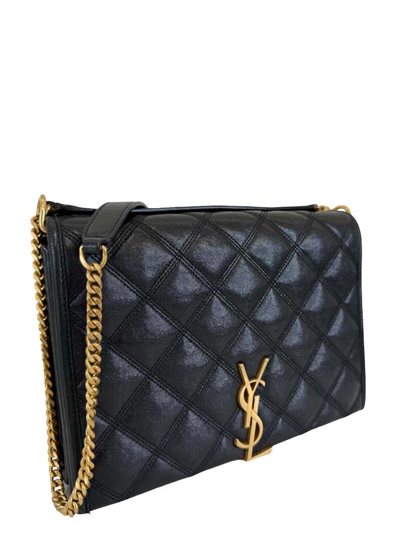 Saint Laurent Becky Black Quilted Lambskin Shoulder Bag