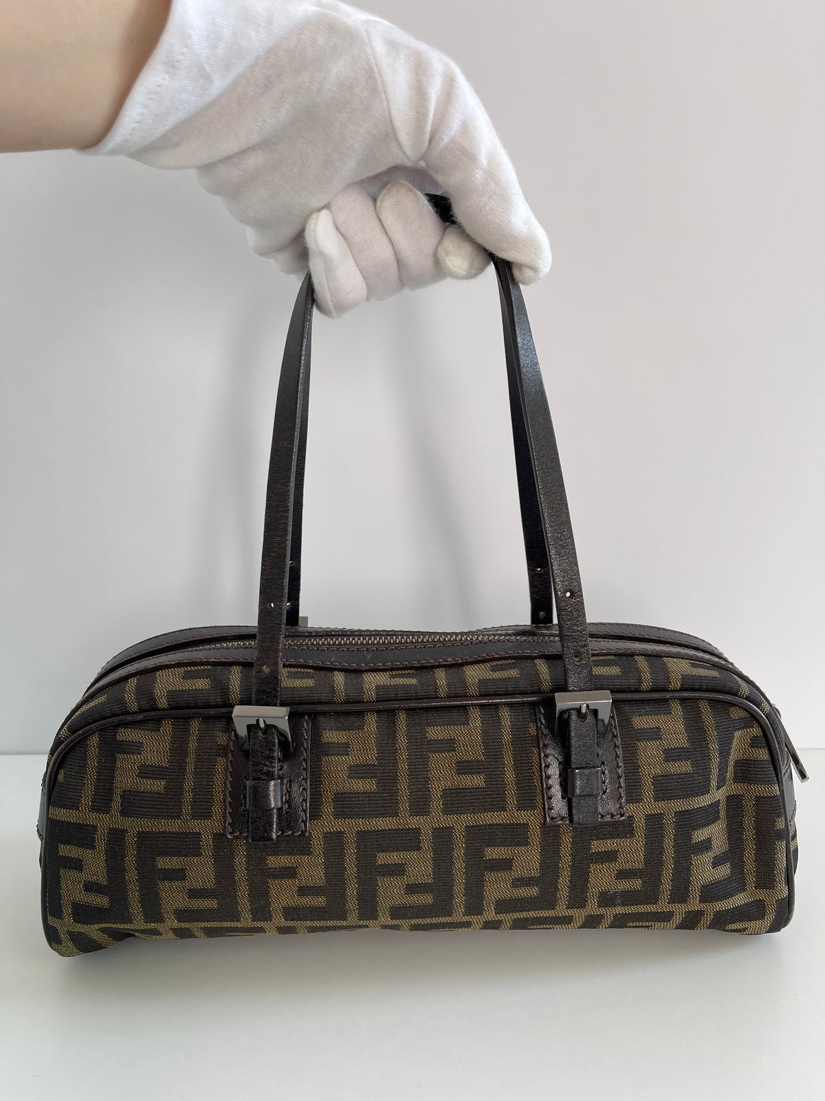 Fendi Zucca Small Tobacco Bauletto