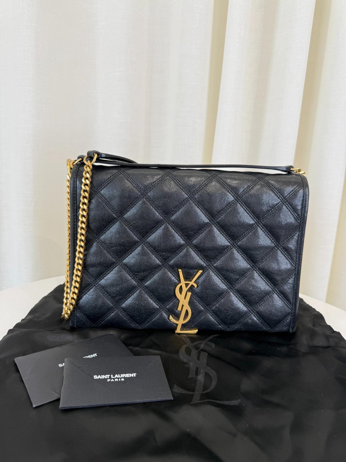 Saint Laurent Becky Black Quilted Lambskin Shoulder Bag