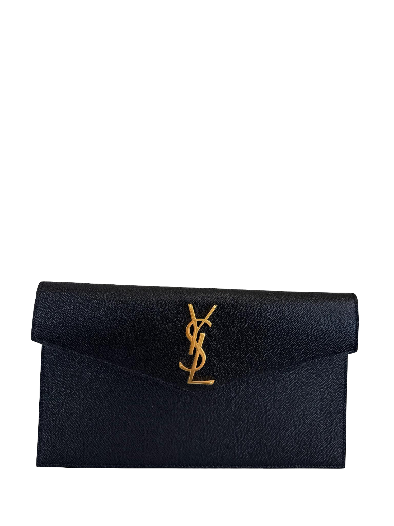 Saint Laurent Grain De Poudre Uptown Pouch Dark Black