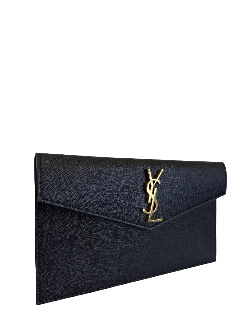 Saint Laurent Grain De Poudre Uptown Pouch Dark Black