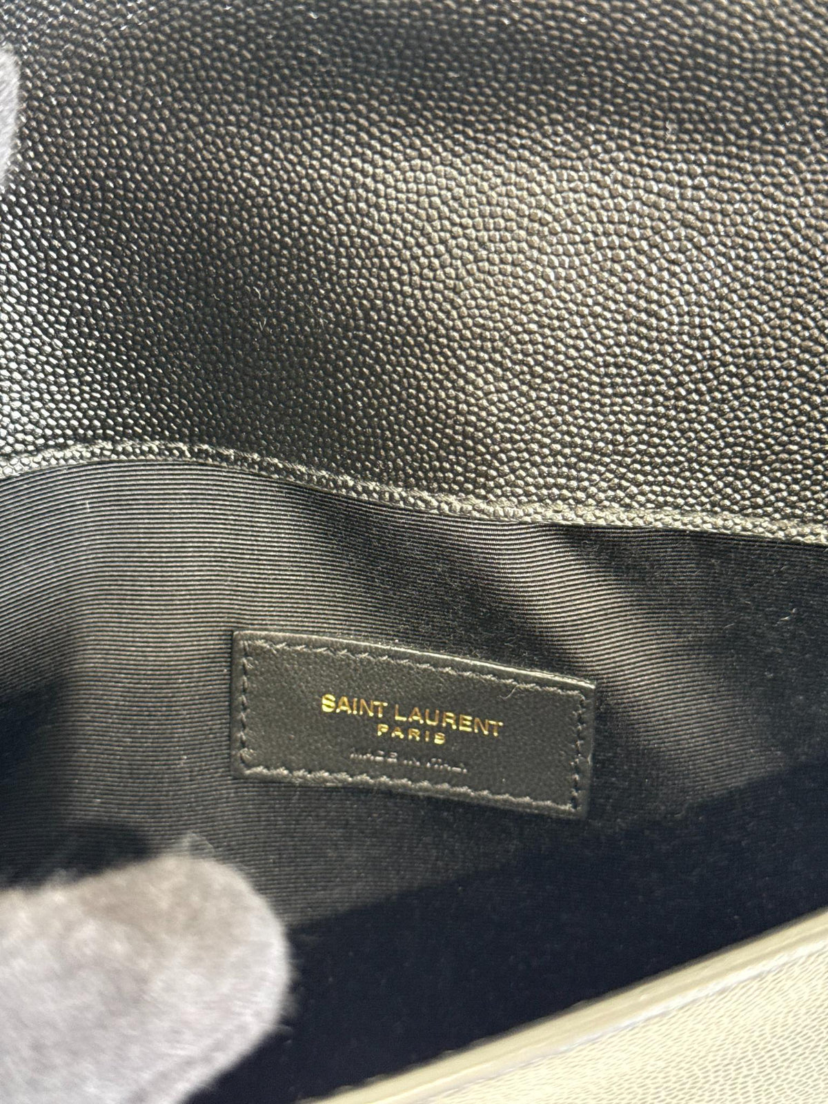 Saint Laurent Grain De Poudre Uptown Pouch Dark Black