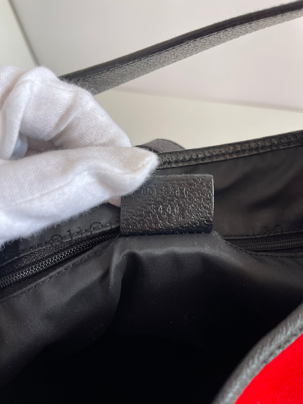 Gucci Red Wool Black Leather Jackie Hobo Bag