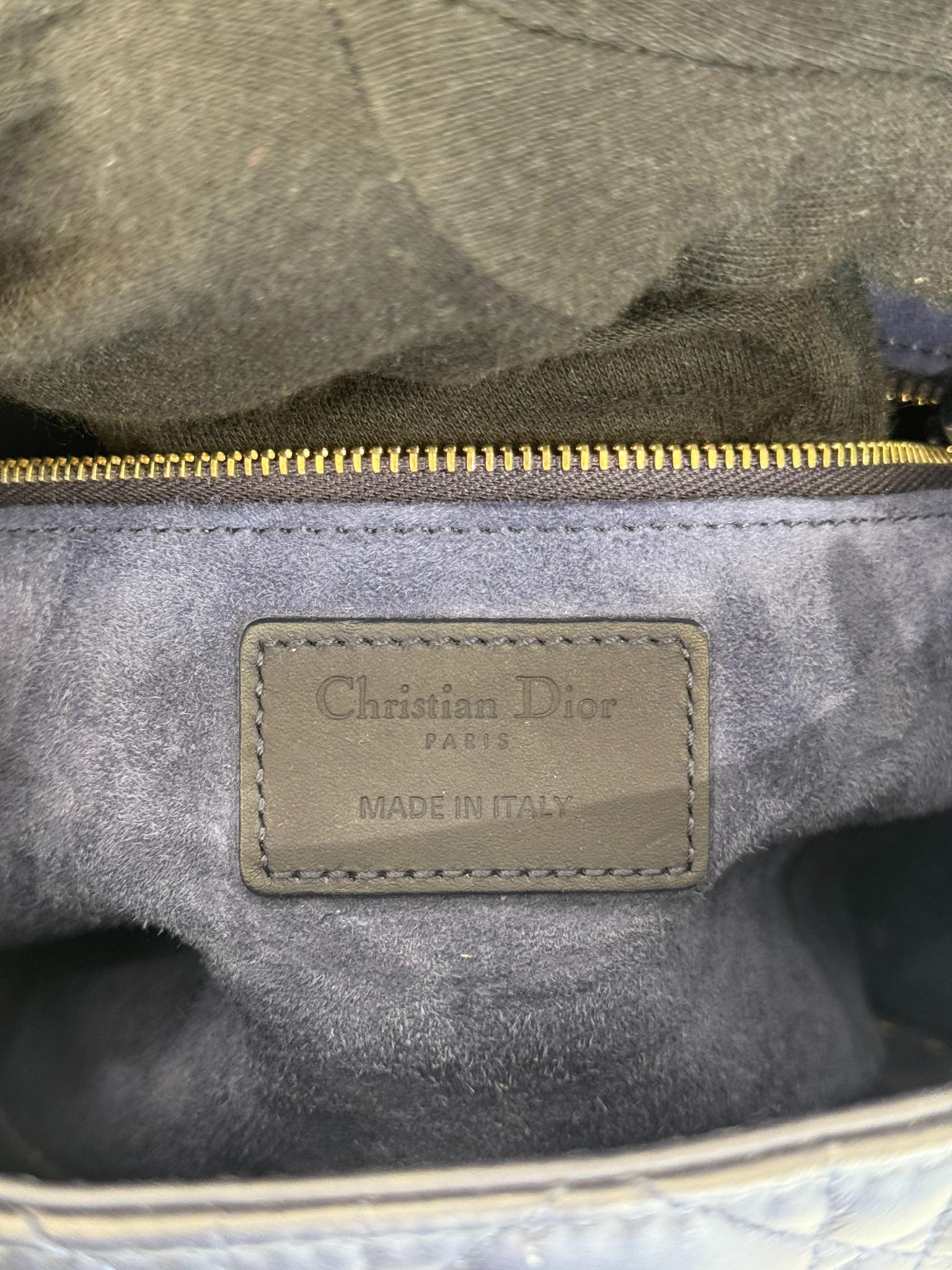 Dior Medium Lady Dior Blue Ultramatte Cannage Calfskin Bag