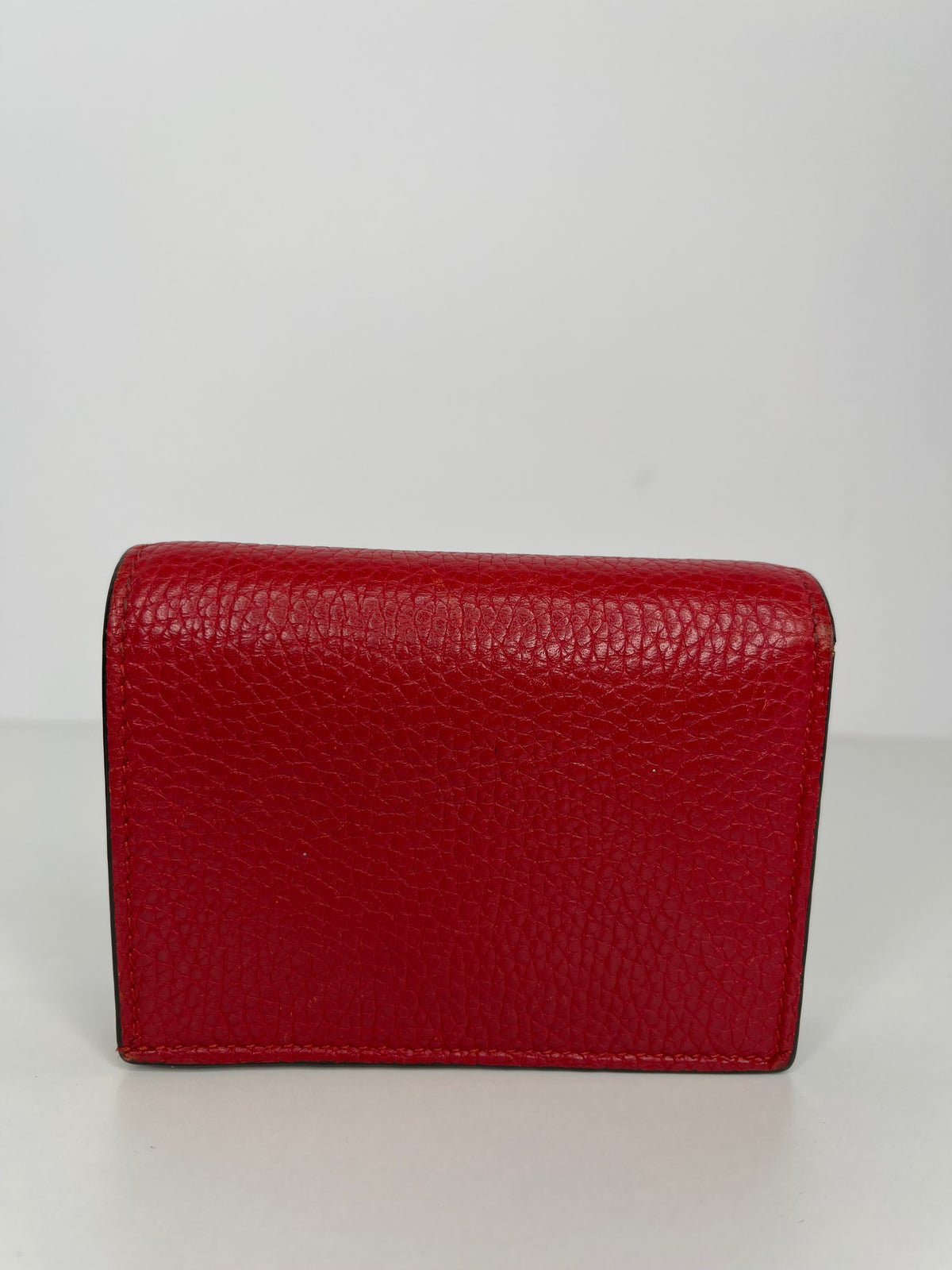 Gucci Red Pebbled Calfskin Animalier Card Case Wallet