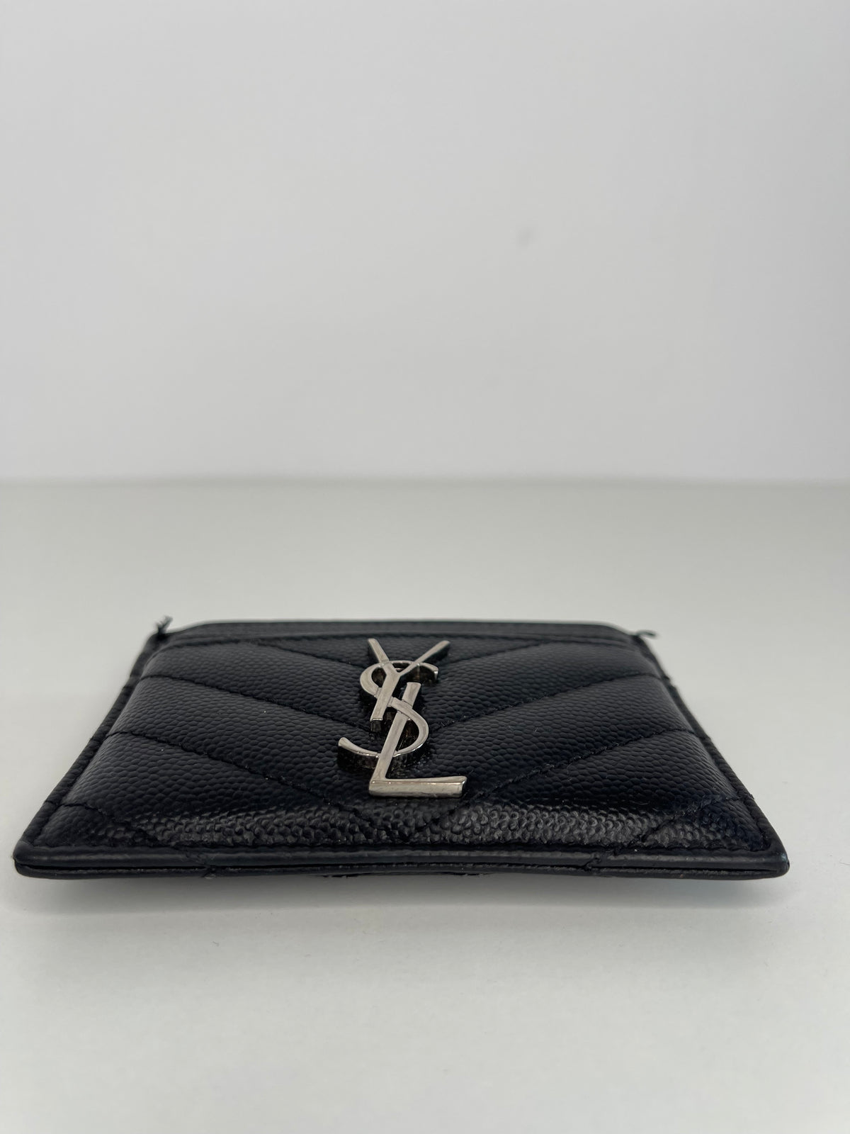Saint Laurent Cassandre Card Holder Black Grain de Poudre