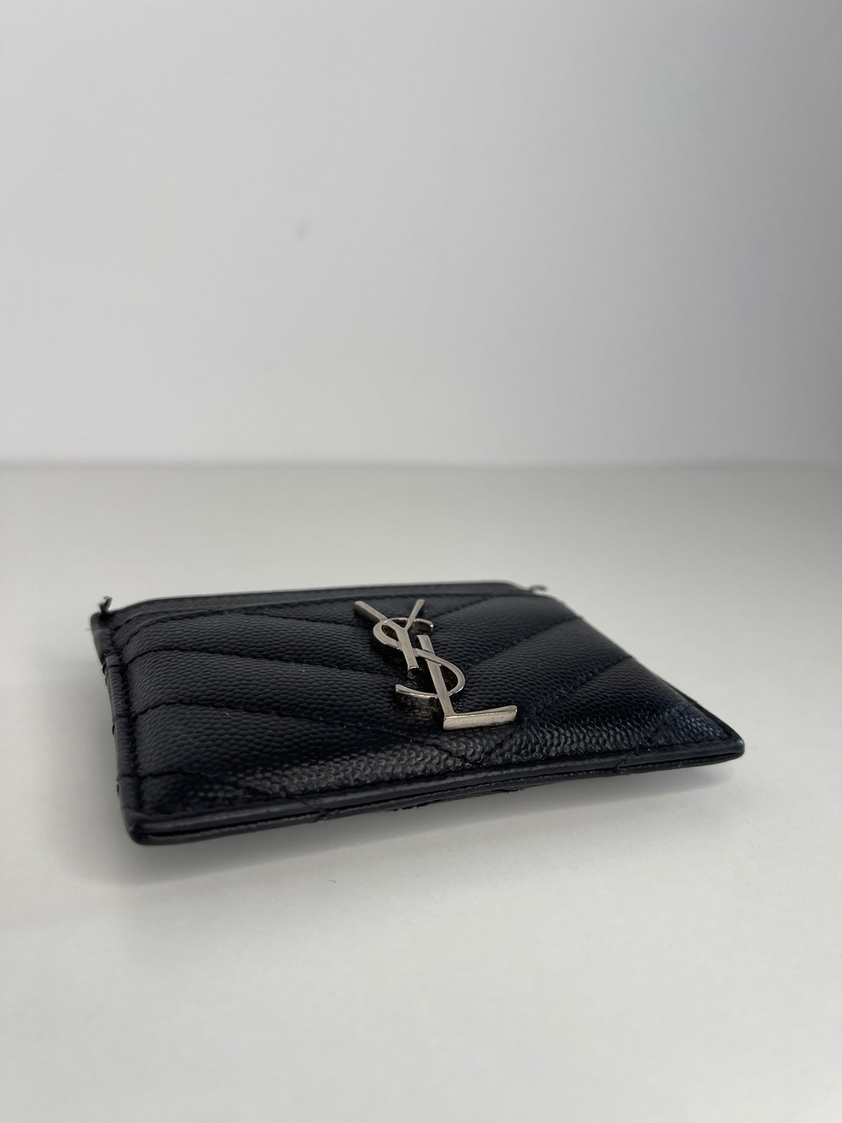 Saint Laurent Cassandre Card Holder Black Grain de Poudre