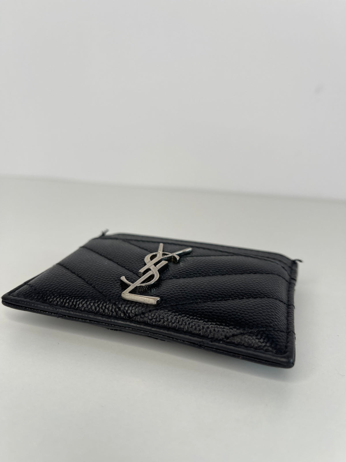 Saint Laurent Cassandre Card Holder Black Grain de Poudre