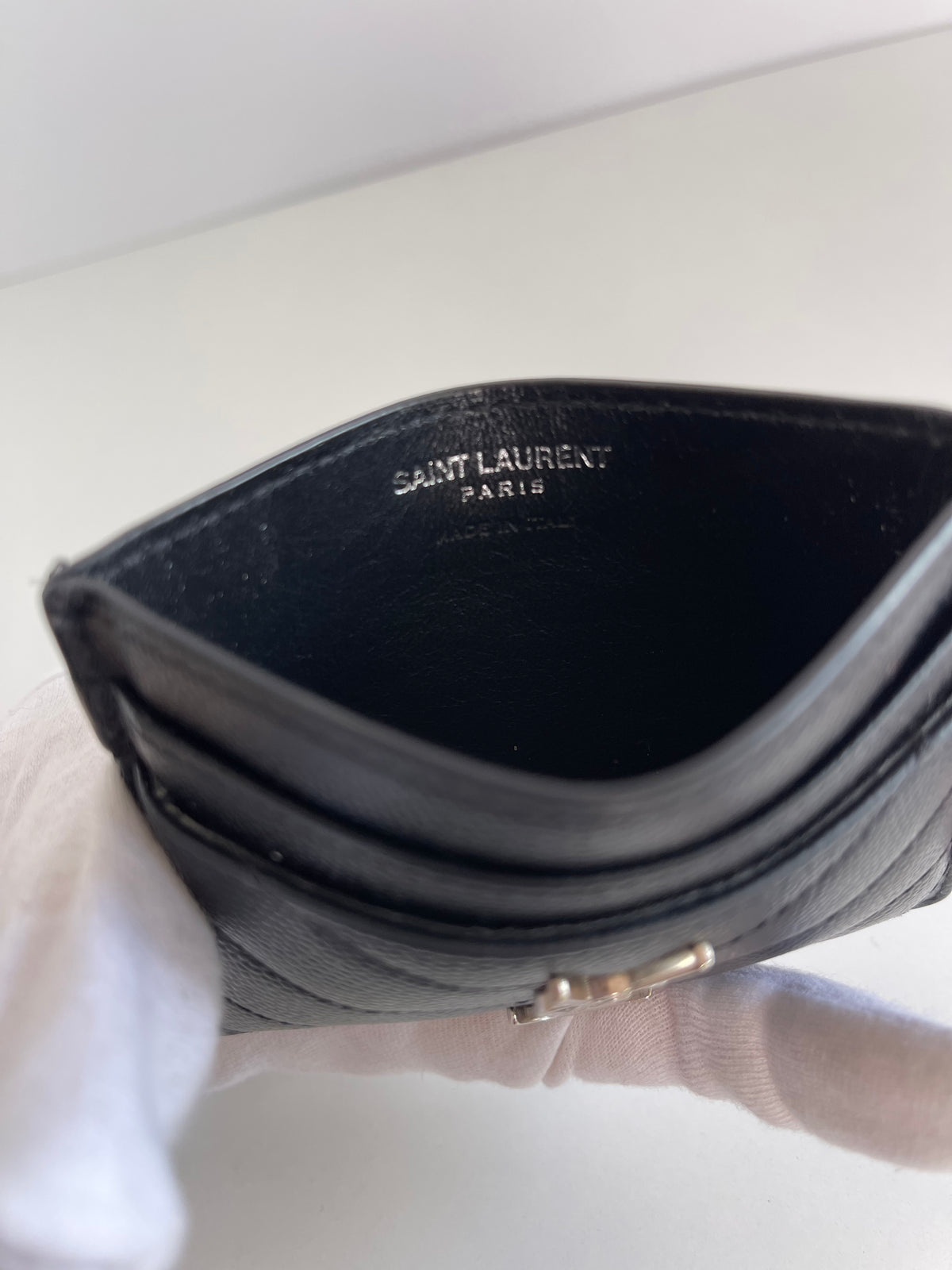 Saint Laurent Cassandre Card Holder Black Grain de Poudre
