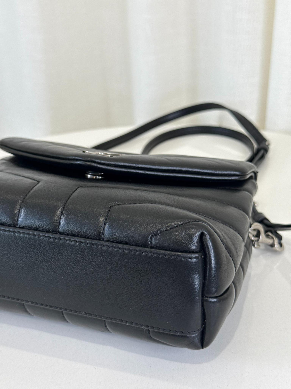 Saint Laurent Black Chevron Quilted Leather Toy LouLou Bag