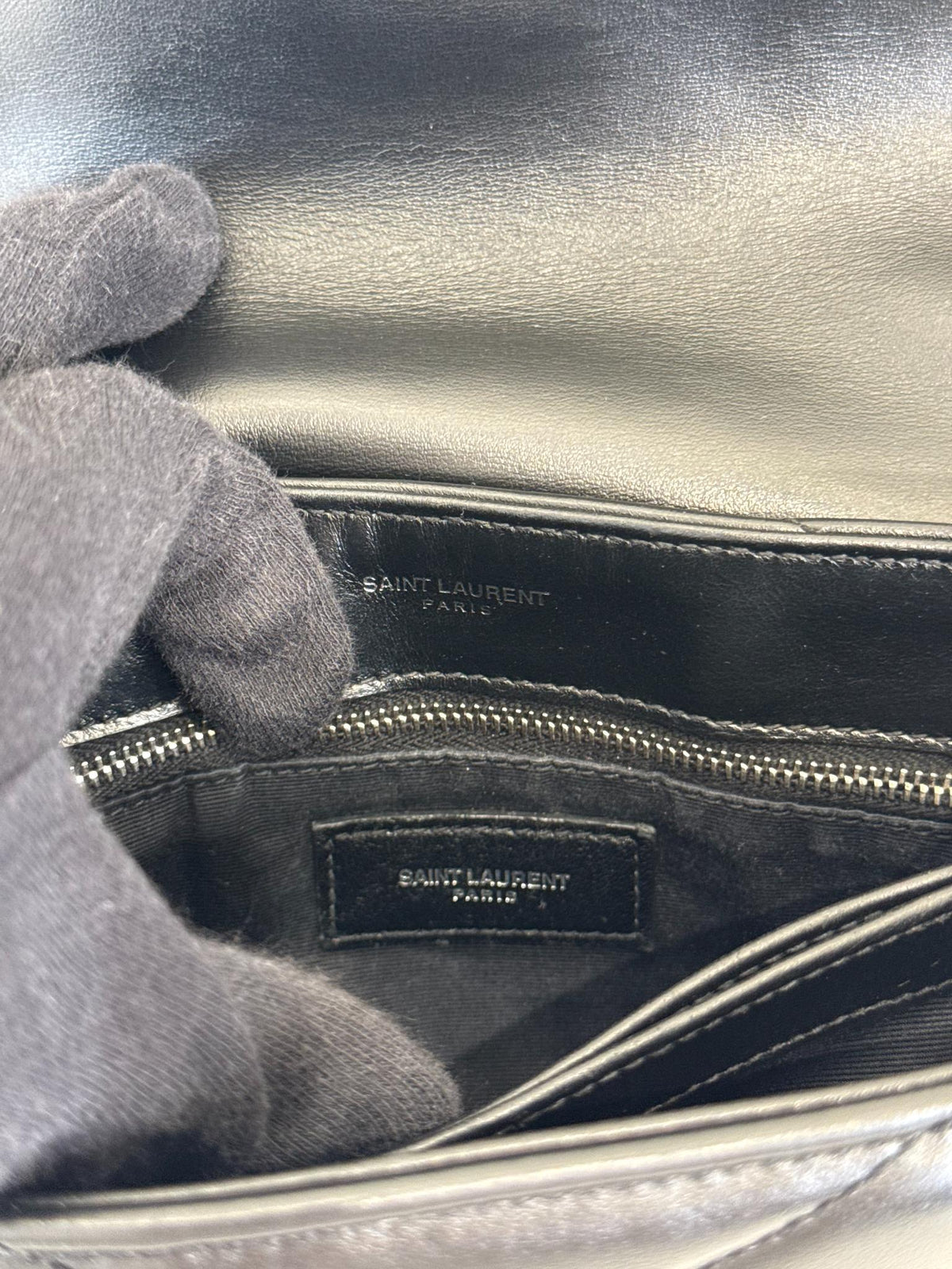 Saint Laurent Black Chevron Quilted Leather Toy LouLou Bag