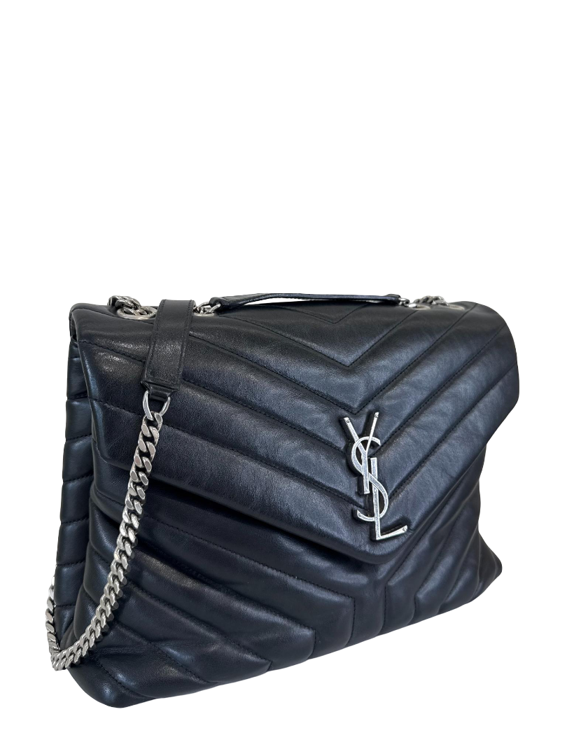 Saint Laurent LouLou Medium Black Quilted Shoulder Bag