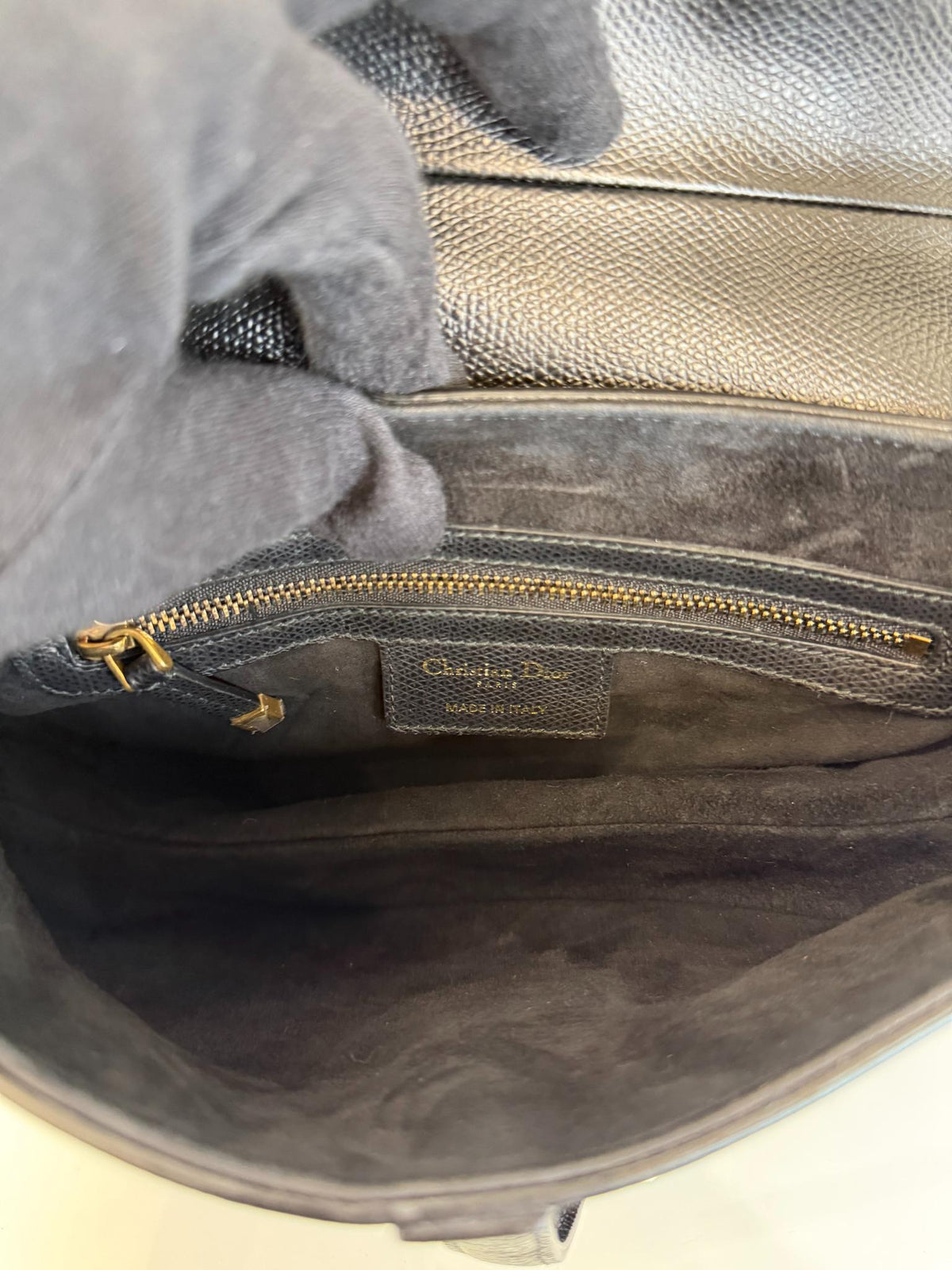 Dior Saddle Bag Black Grained Calfskin with Strap