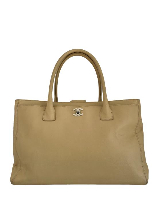 Chanel Beige Clair Pebbled Leather Cerf Tote Bag