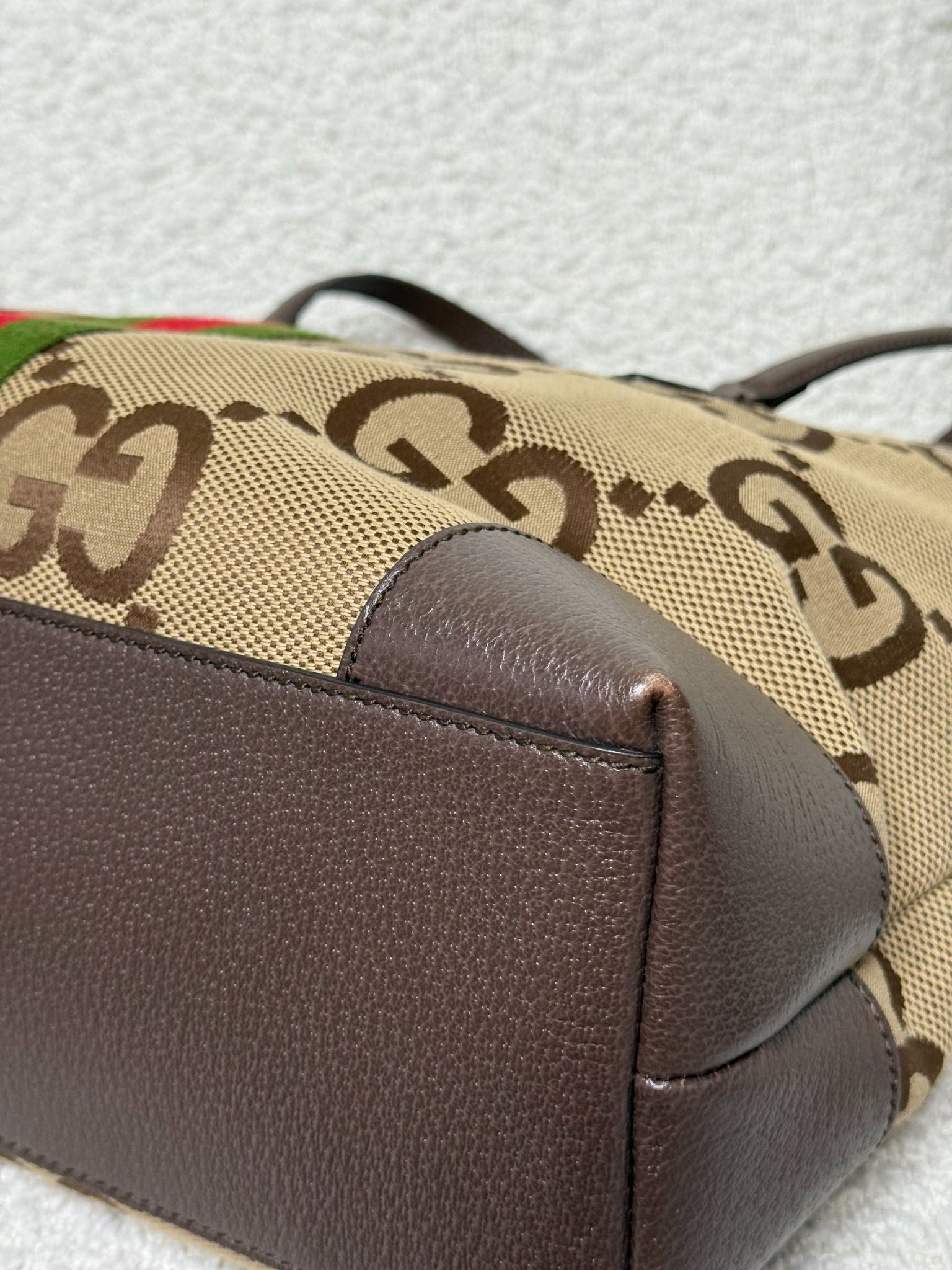 Gucci Beige/Ebony GG Jumbo Canvas Vintage Web Ophidia Medium Tote Bag