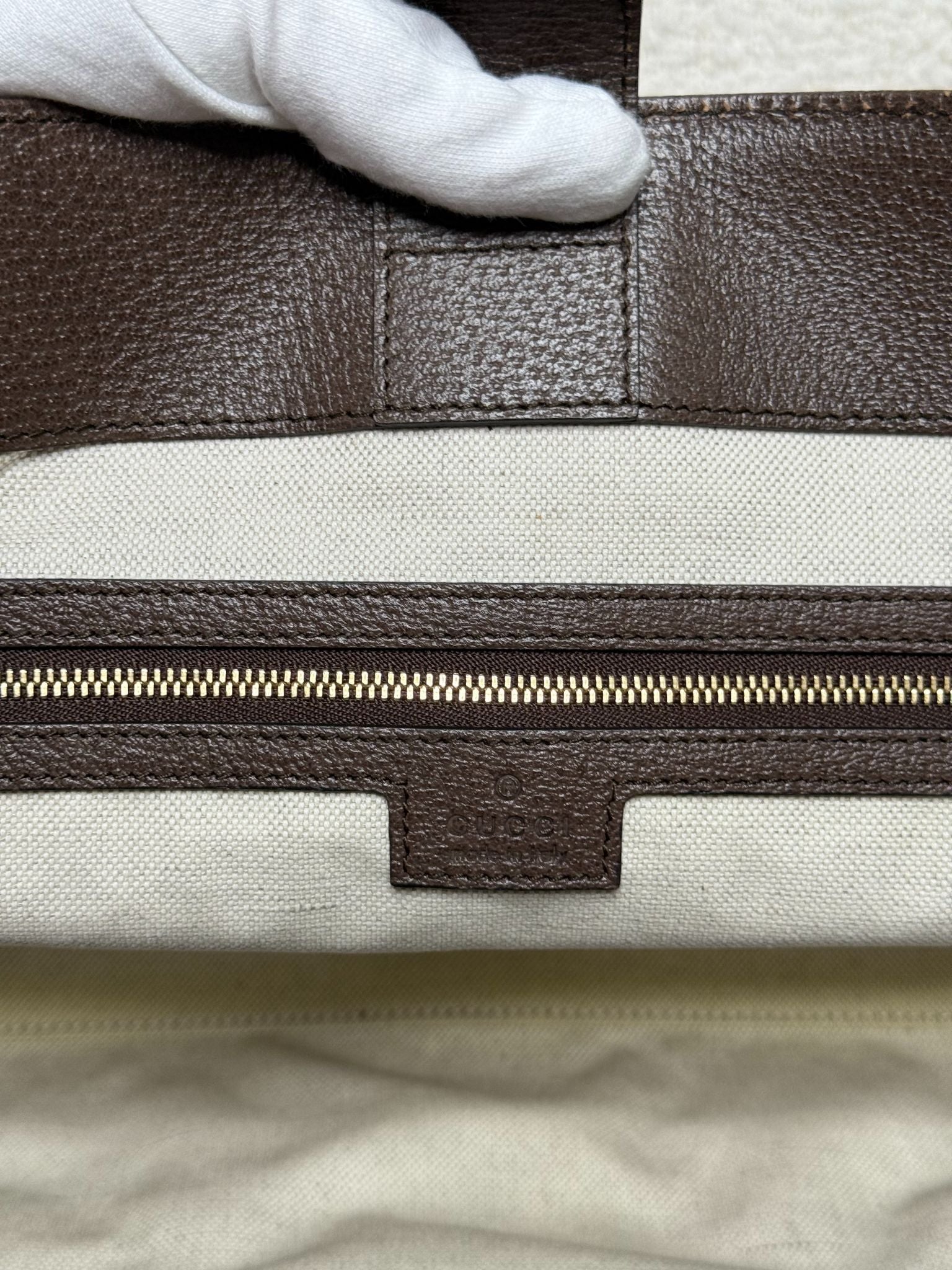 Gucci Beige/Ebony GG Jumbo Canvas Vintage Web Ophidia Medium Tote Bag