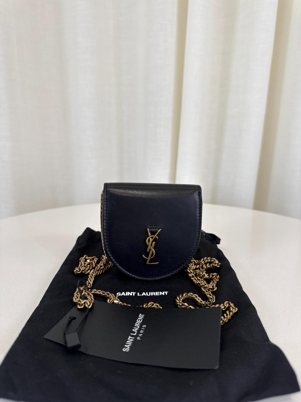 Saint Laurent Le K YSL-Plaque Leather Coin Purse