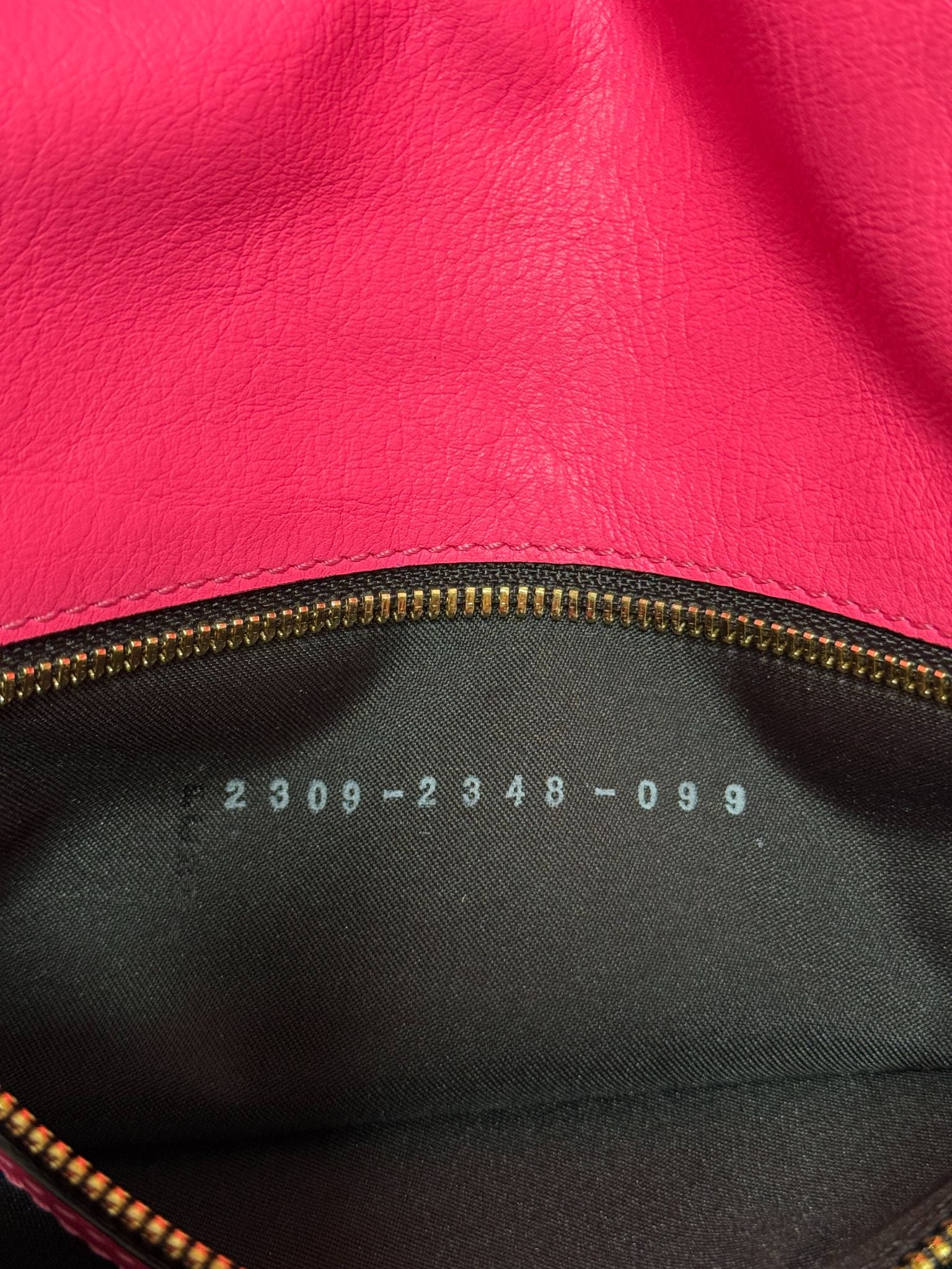 Fendi Pink Leather and Black Fabric Baguette Bag