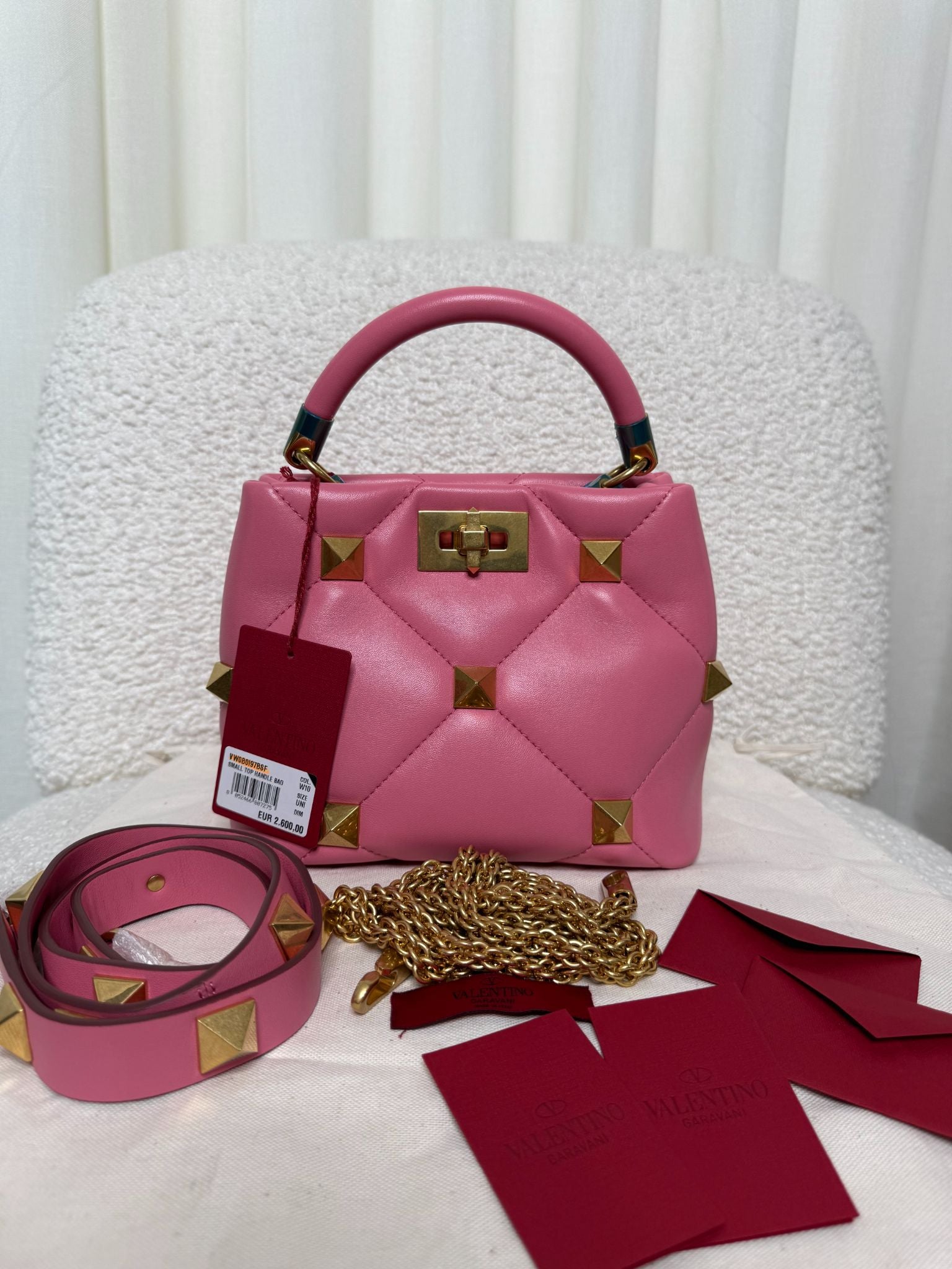 Valentino Garavani Small Roman Stud Pink Leather Bag
