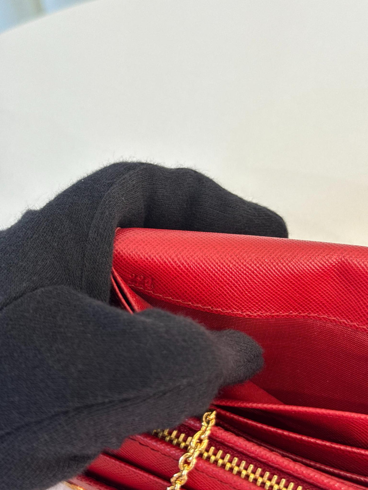 Prada Red Saffiano Leather Continental Wallet