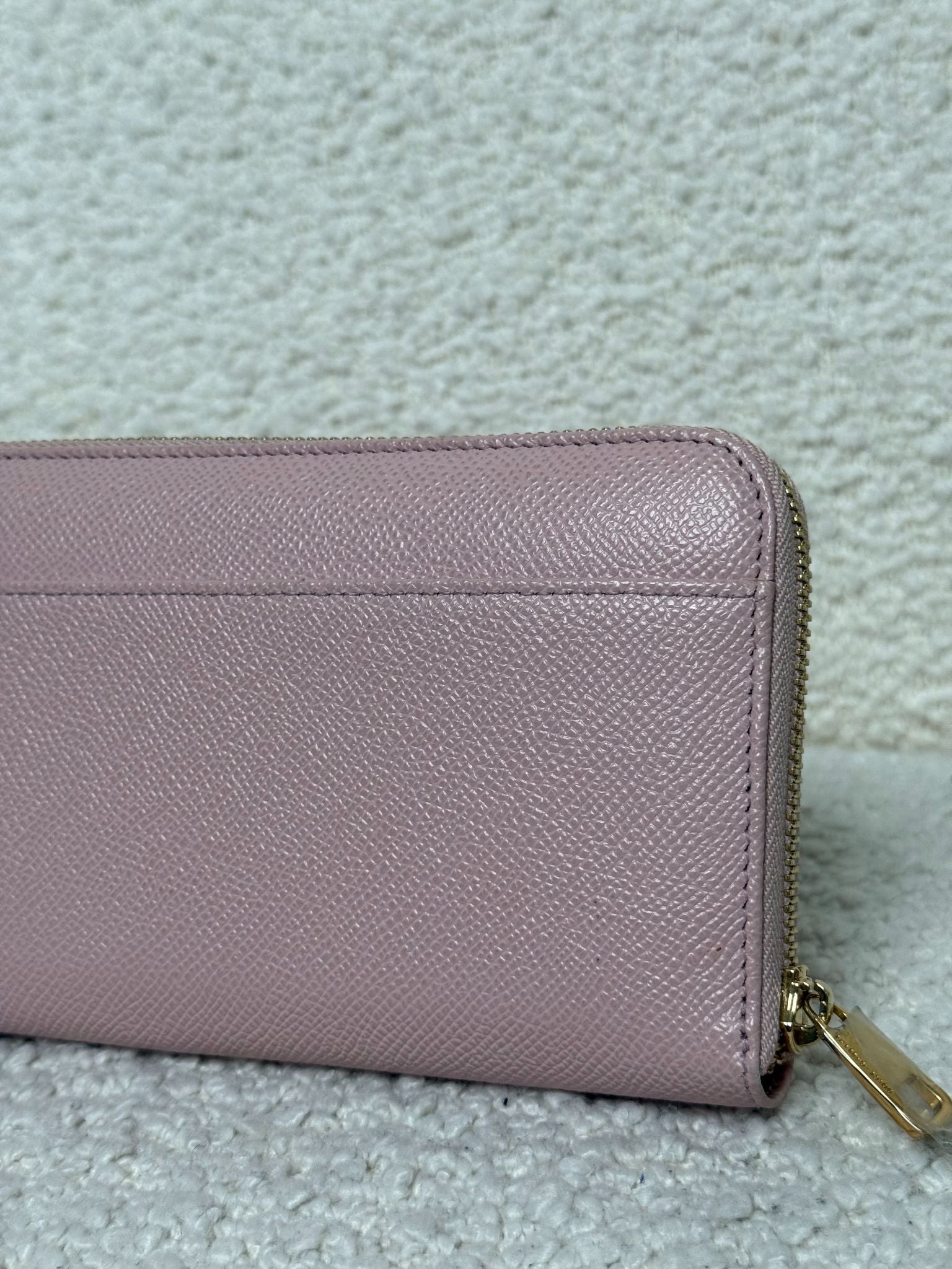 Dolce & Gabbana Light Pink Leather Zip Around Continental Wallet