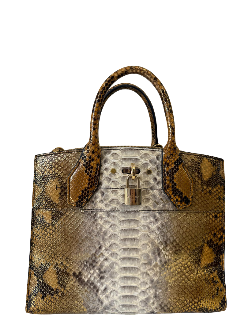 Louis Vuitton Limited Edition Gold Python City Steamer PM Bag