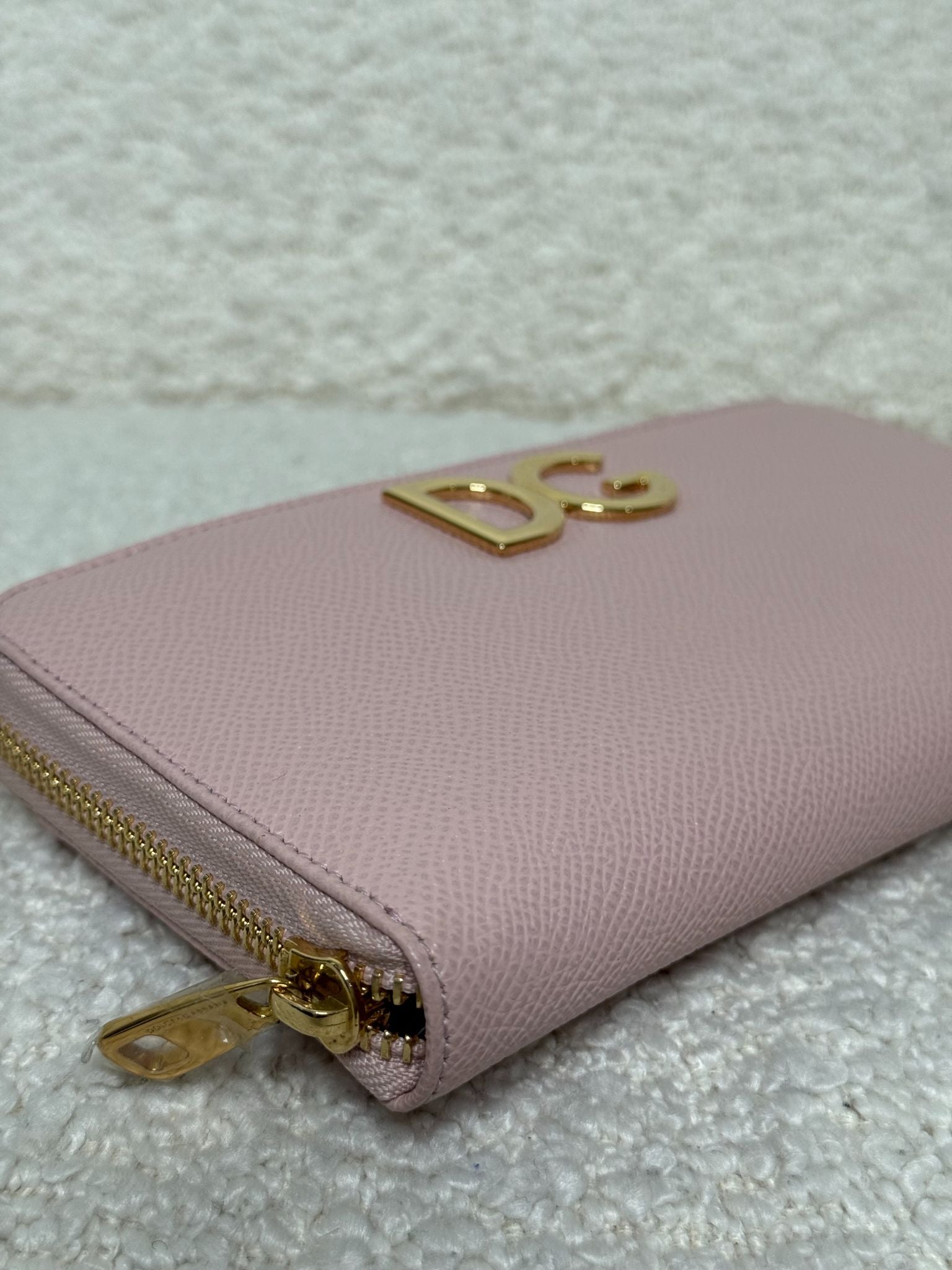 Dolce & Gabbana Light Pink Leather Zip Around Continental Wallet