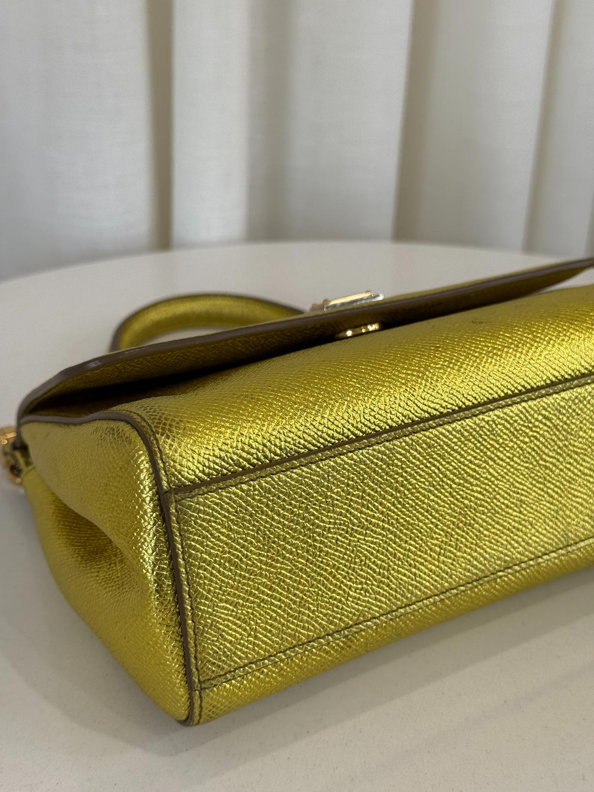 Dolce Gabbana Metallic Leather Small Miss Sicily Top Handle Bag
