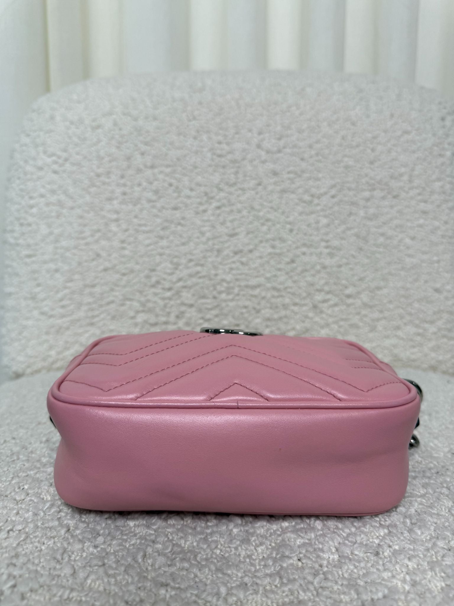 Gucci Mini GG Marmont Baby Pink Calfskin Matelassé Camera Bag