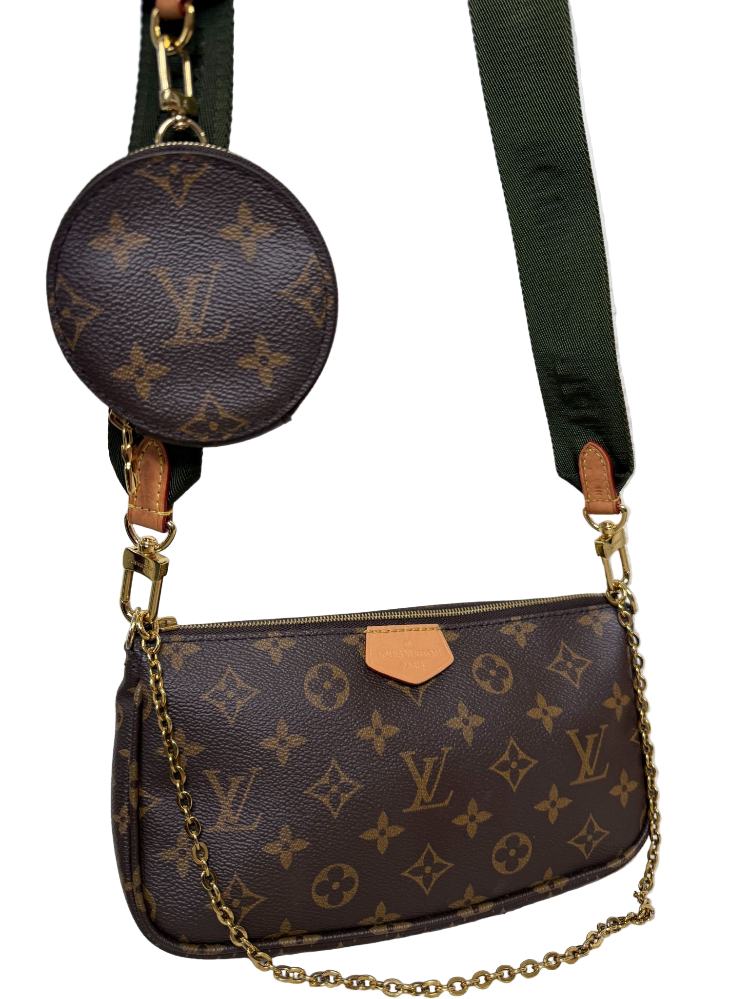 Louis Vuitton Multi Pochette Accessoires Khaki Strap Monogram Canvas