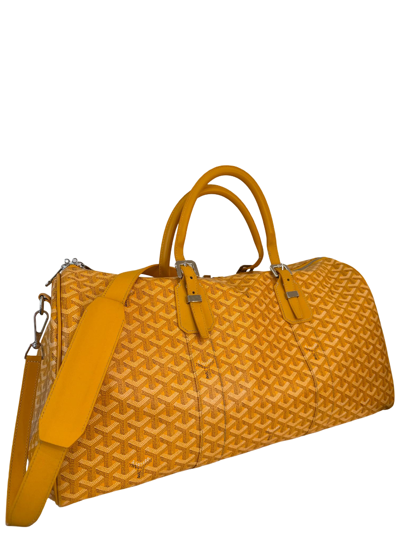 Goyard Yellow Goyardine Canvas Boeing 50 Boston Bag
