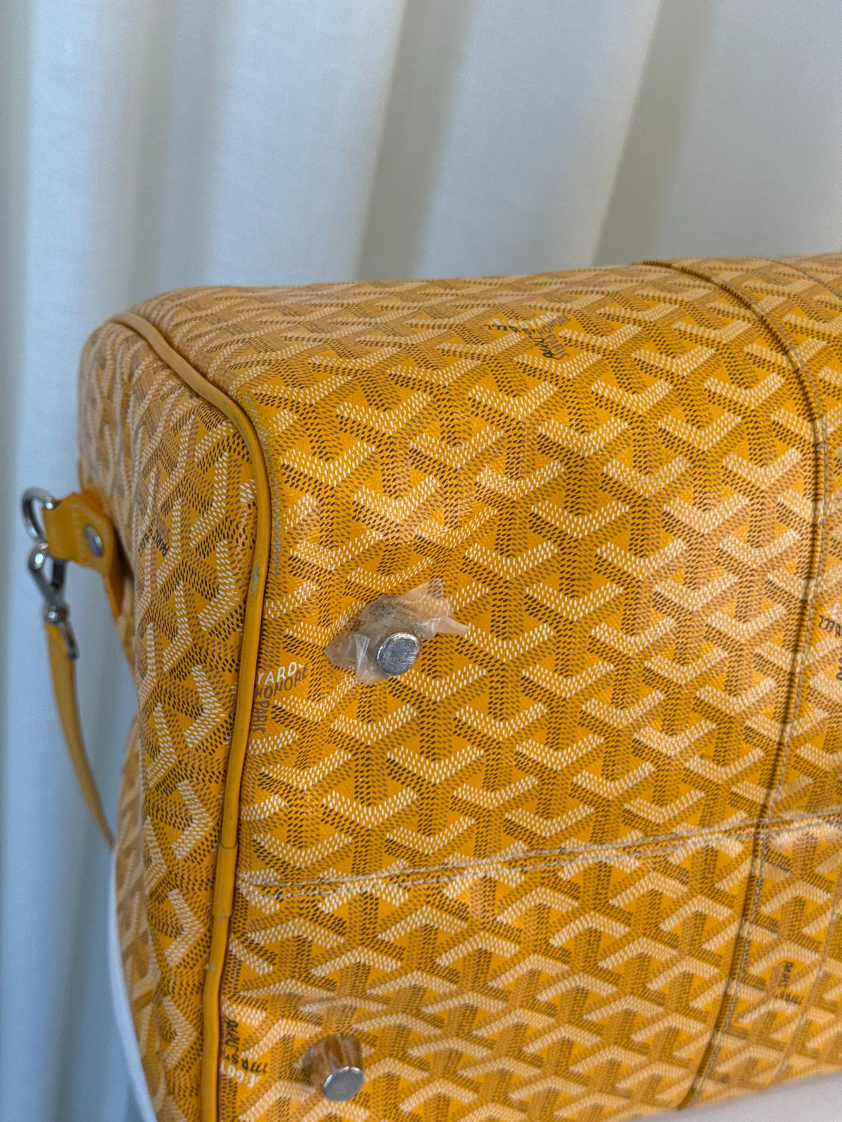 Goyard Yellow Goyardine Canvas Boeing 50 Boston Bag