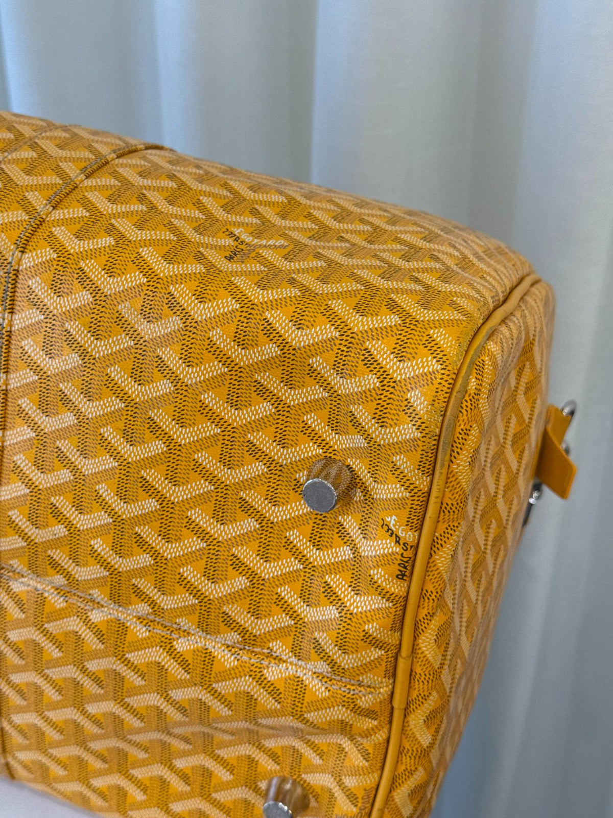 Goyard Yellow Goyardine Canvas Boeing 50 Boston Bag