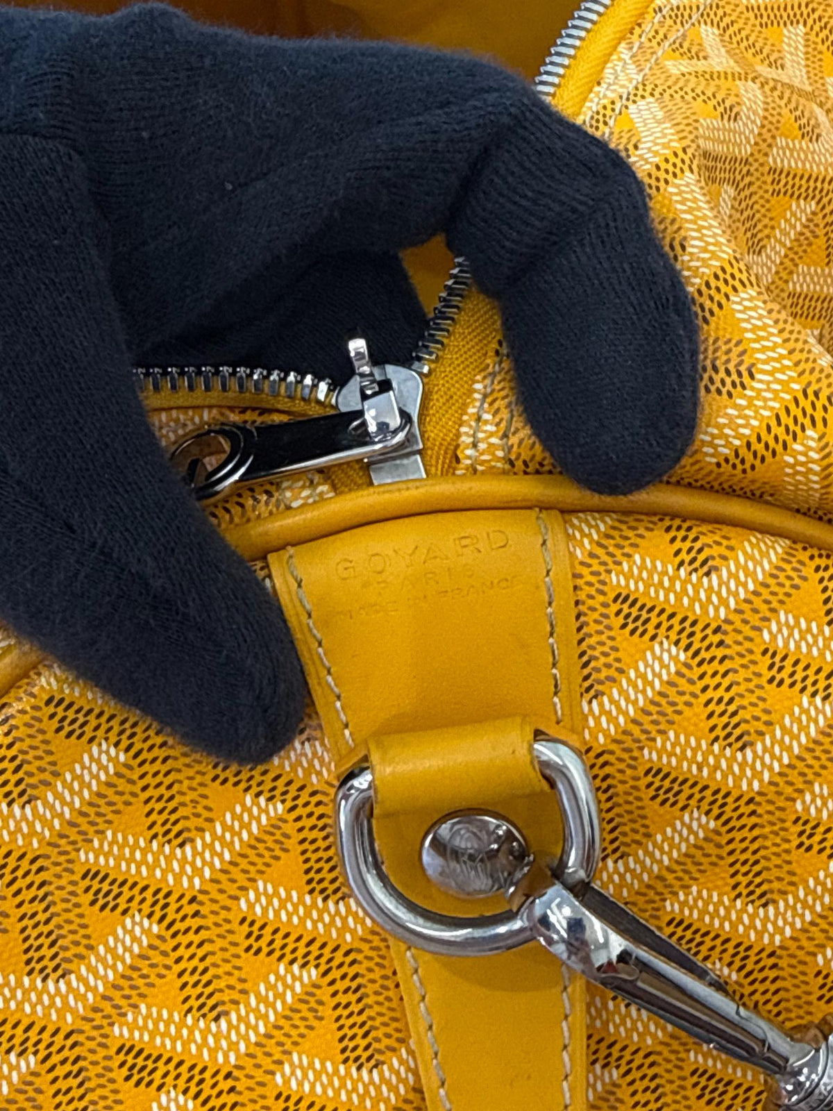 Goyard Yellow Goyardine Canvas Boeing 50 Boston Bag