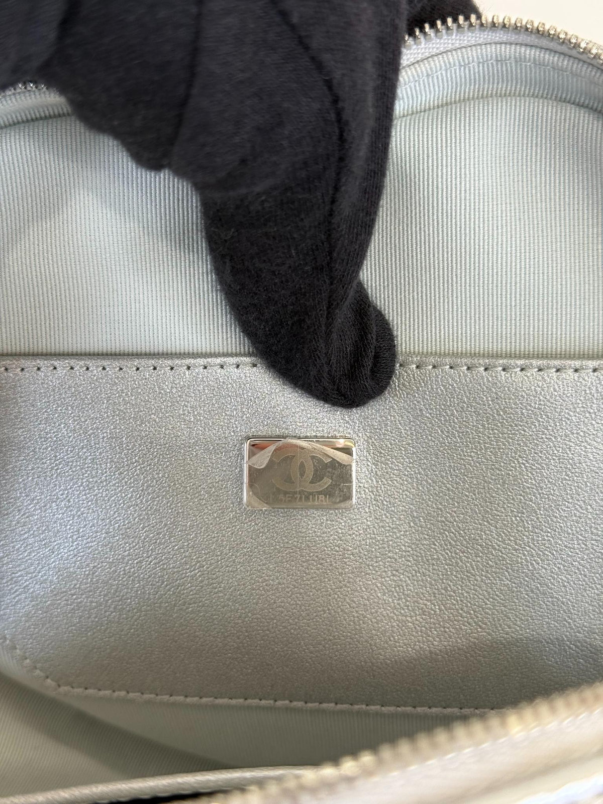 Chanel CC In Love Metallic Silver Lambskin Heart Shaped Bag