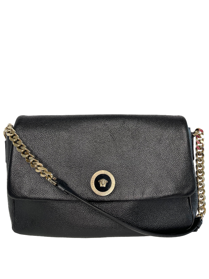 Versace Medusa Black Leather Shoulder Bag
