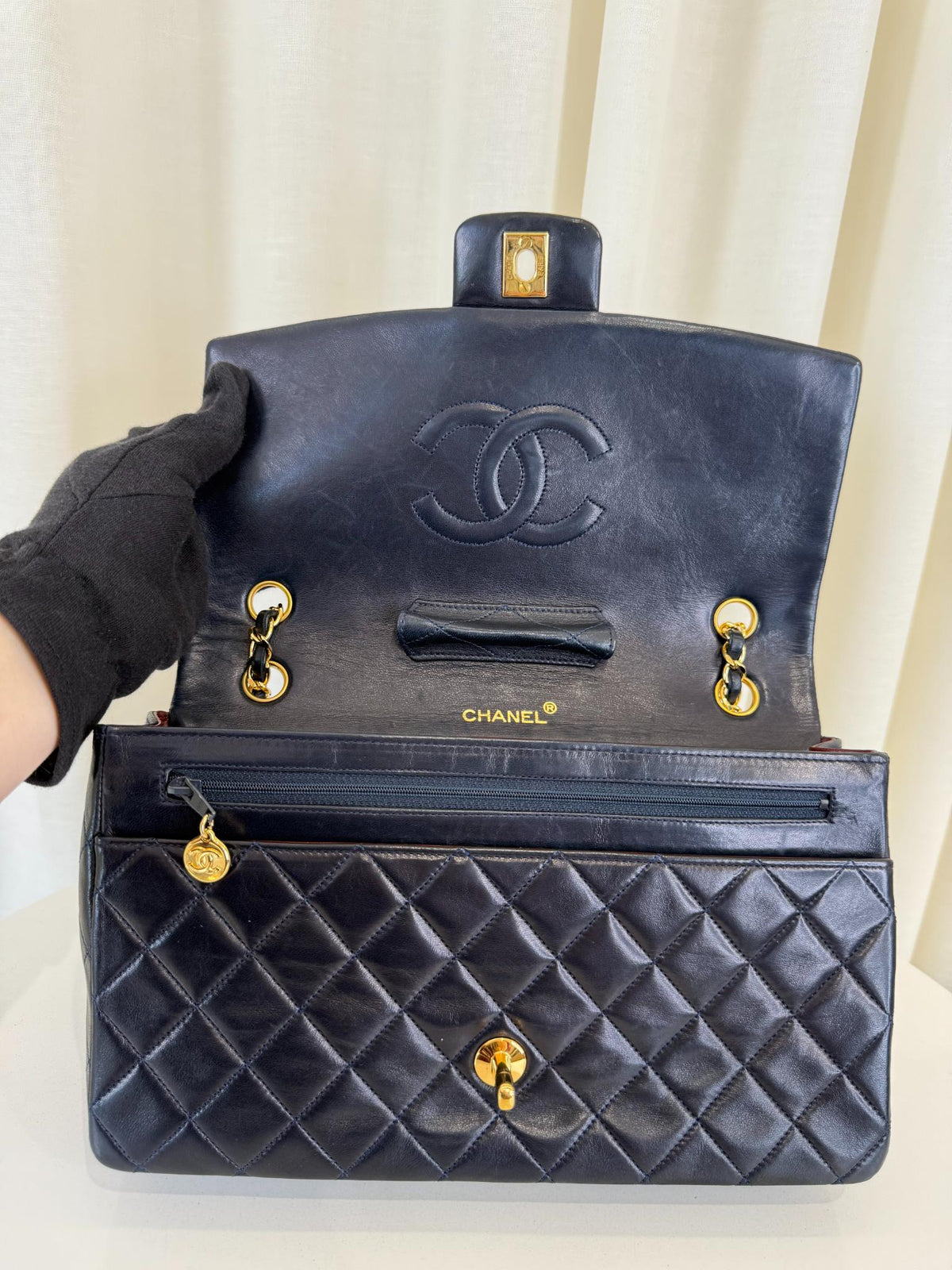 Chanel Jumbo Navy Blue Quilted Lambskin Leather Single Flap Bag