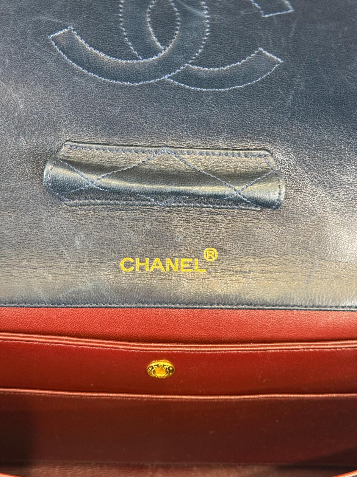 Chanel Jumbo Navy Blue Quilted Lambskin Leather Single Flap Bag