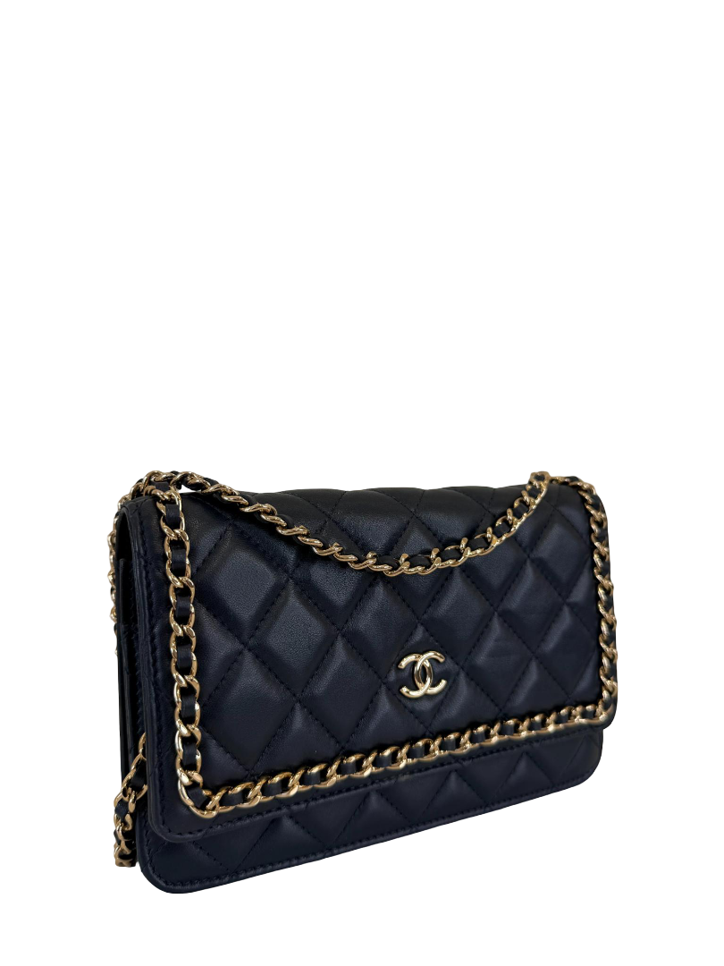 Chanel Chain Around Navy Blue Lambskin Quilted Wallet on Chain
