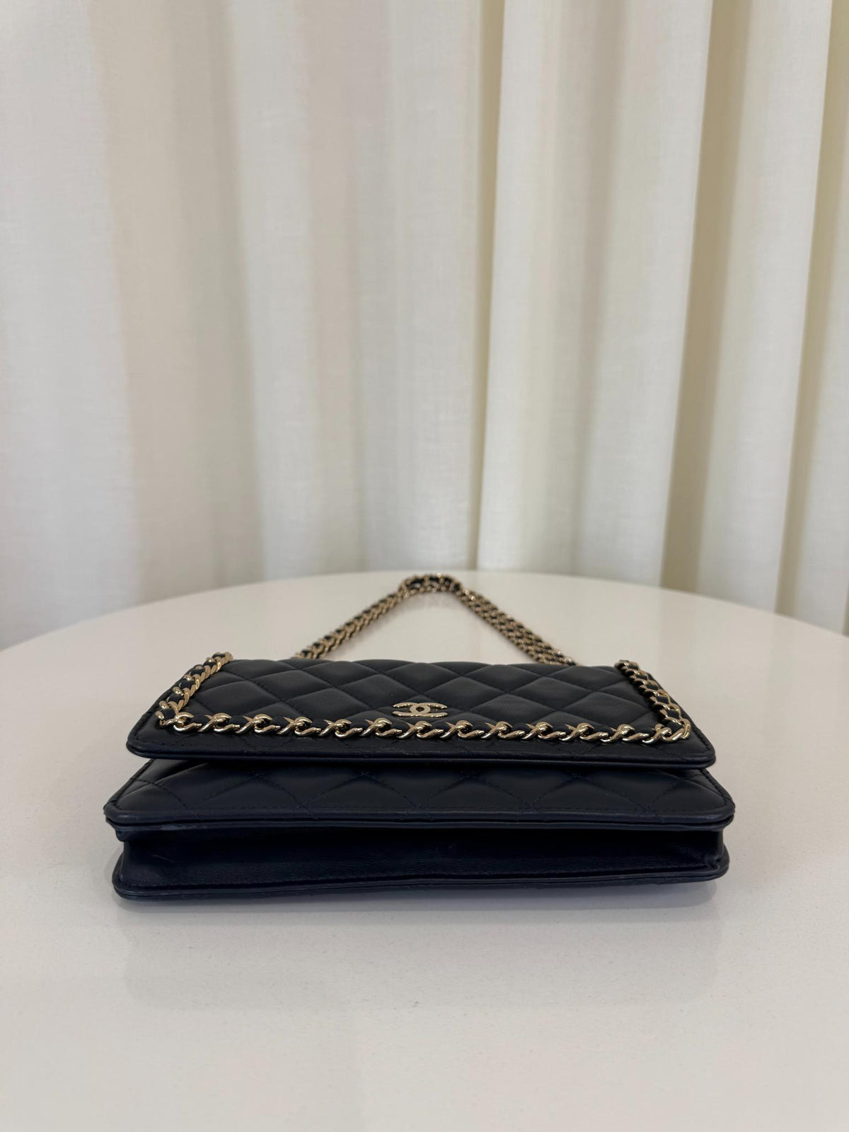 Chanel Chain Around Navy Blue Lambskin Quilted Wallet on Chain