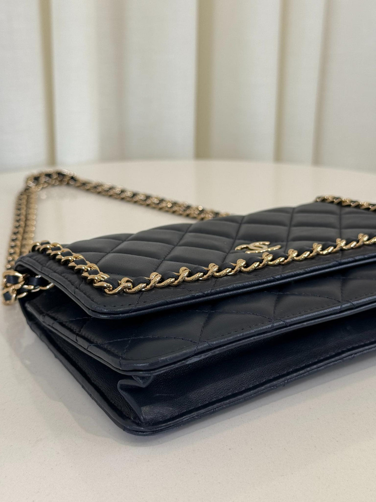 Chanel Chain Around Navy Blue Lambskin Quilted Wallet on Chain