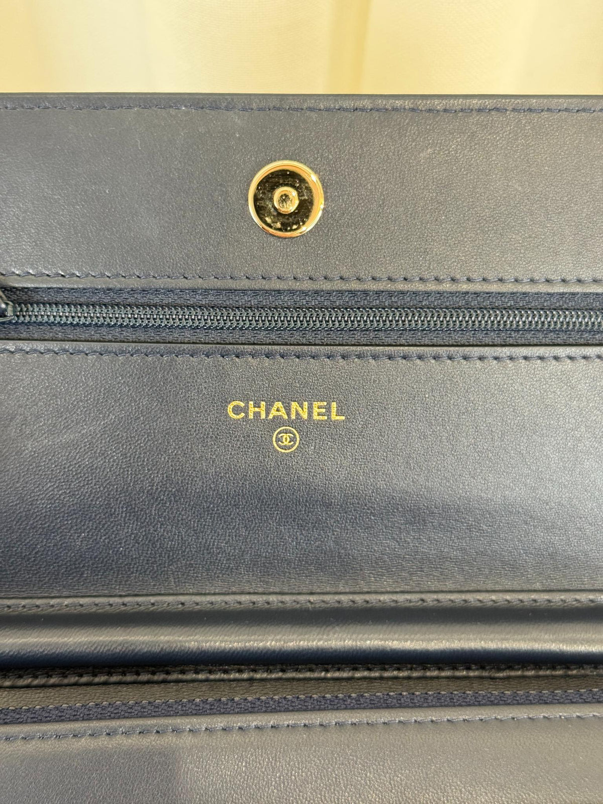 Chanel Chain Around Navy Blue Lambskin Quilted Wallet on Chain