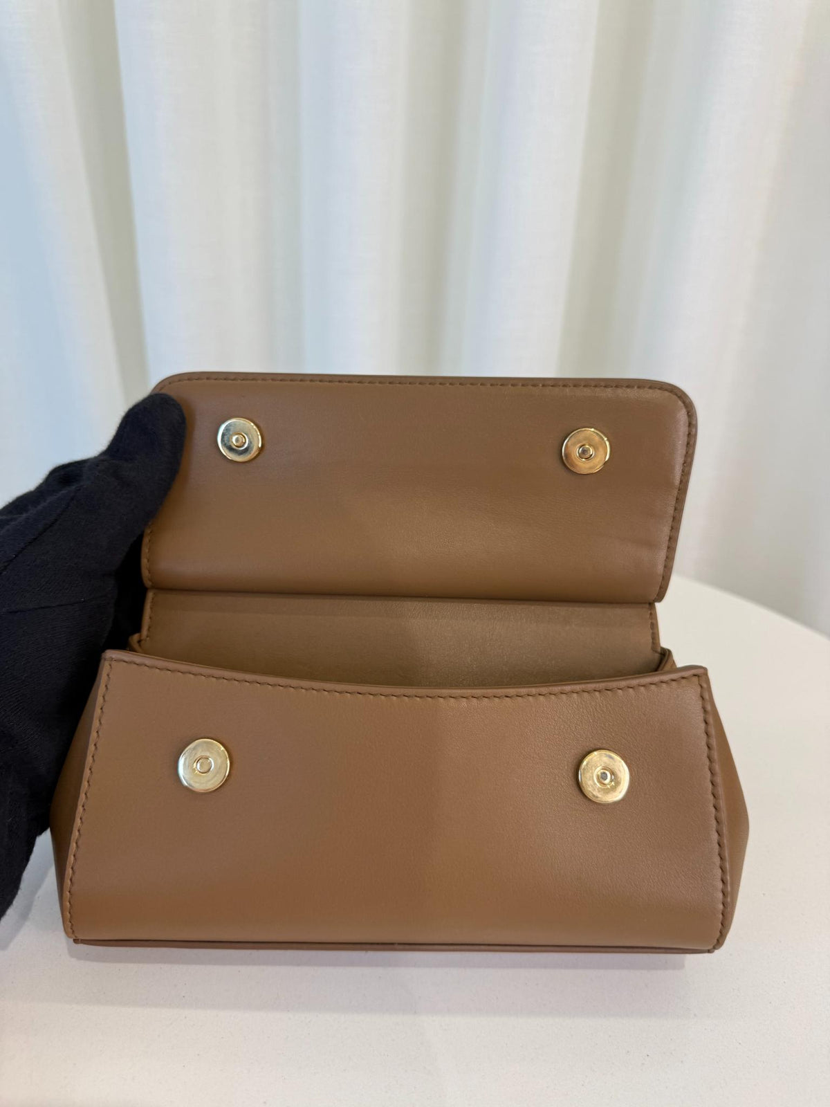 Dolce Gabbana Mini Sicily Brown Calfskin Leather Top Handle Bag