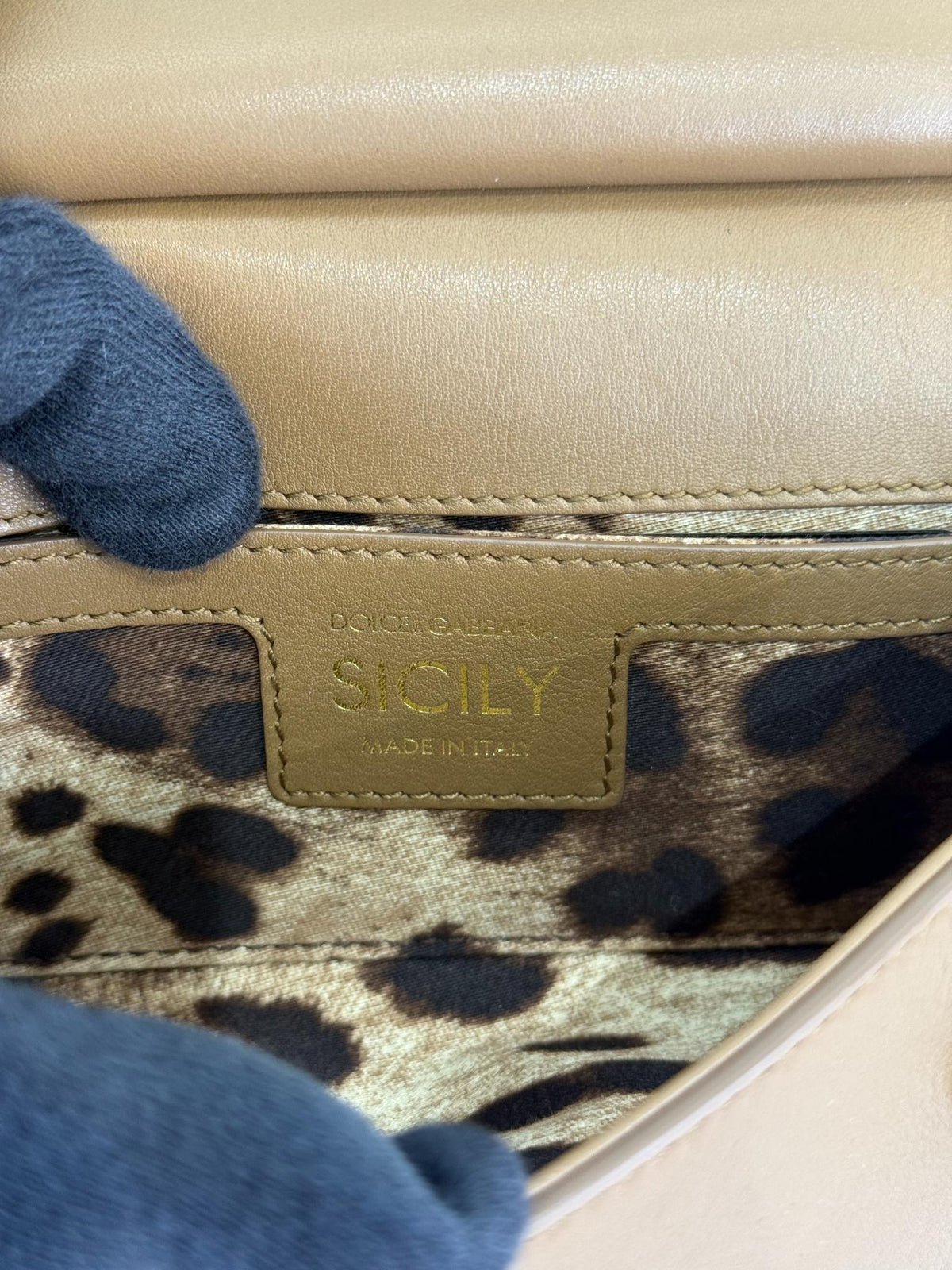 Dolce Gabbana Mini Sicily Brown Calfskin Leather Top Handle Bag