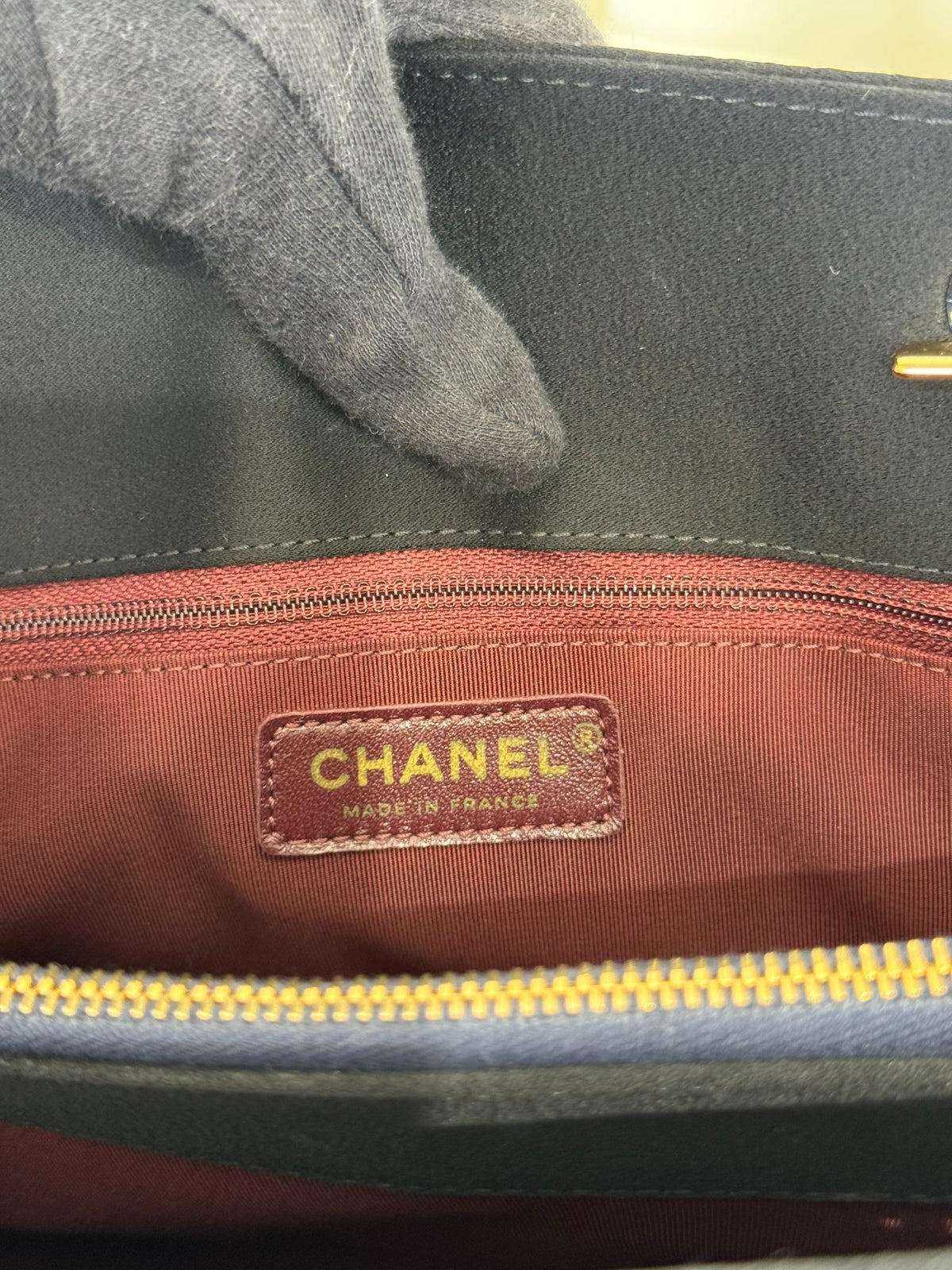 Chanel Canvas/Satin Quilted Leather Mademoiselle Vintage Shopping Tote Bag