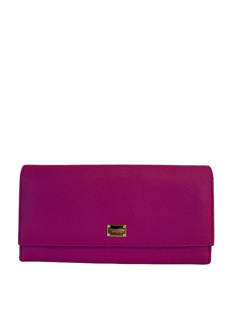 Dolce Gabbana Magenta Dauphine Calfskin Continental Wallet