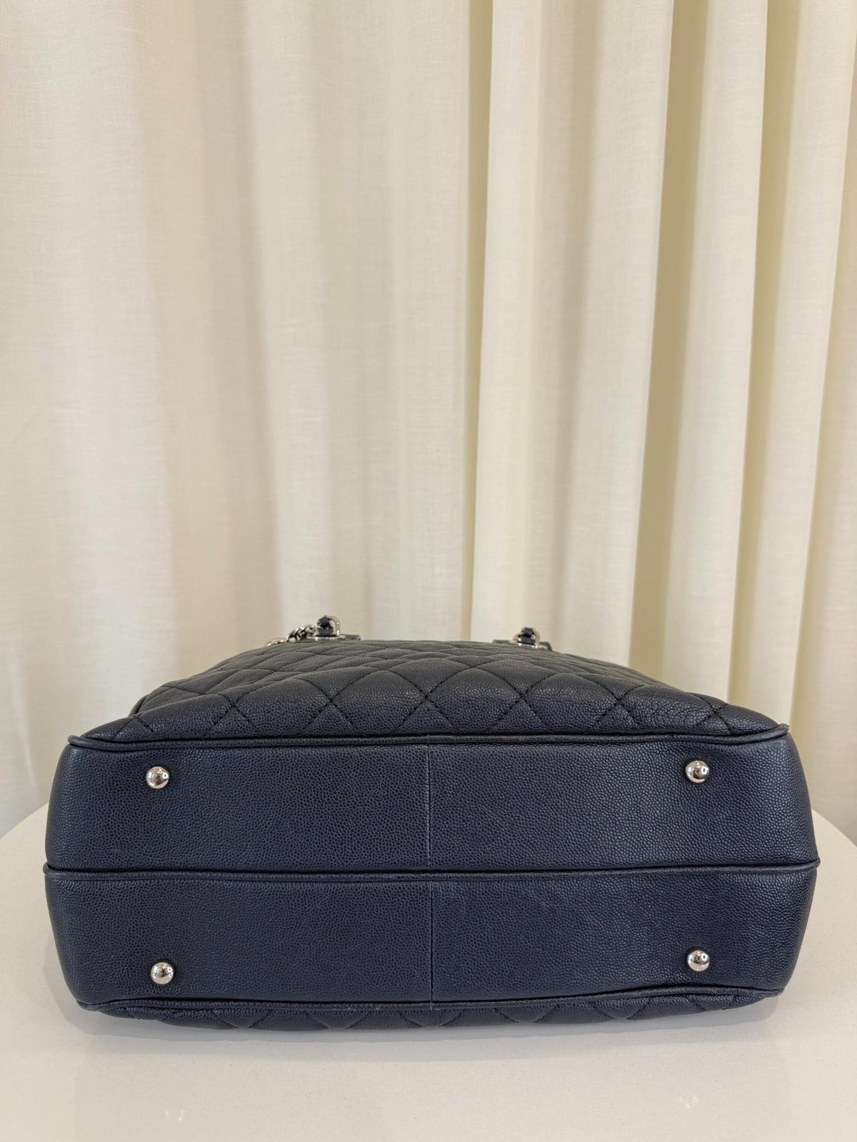 Chanel Urban Companion Navy Blue Quilted Caviar Leather Tote Bag